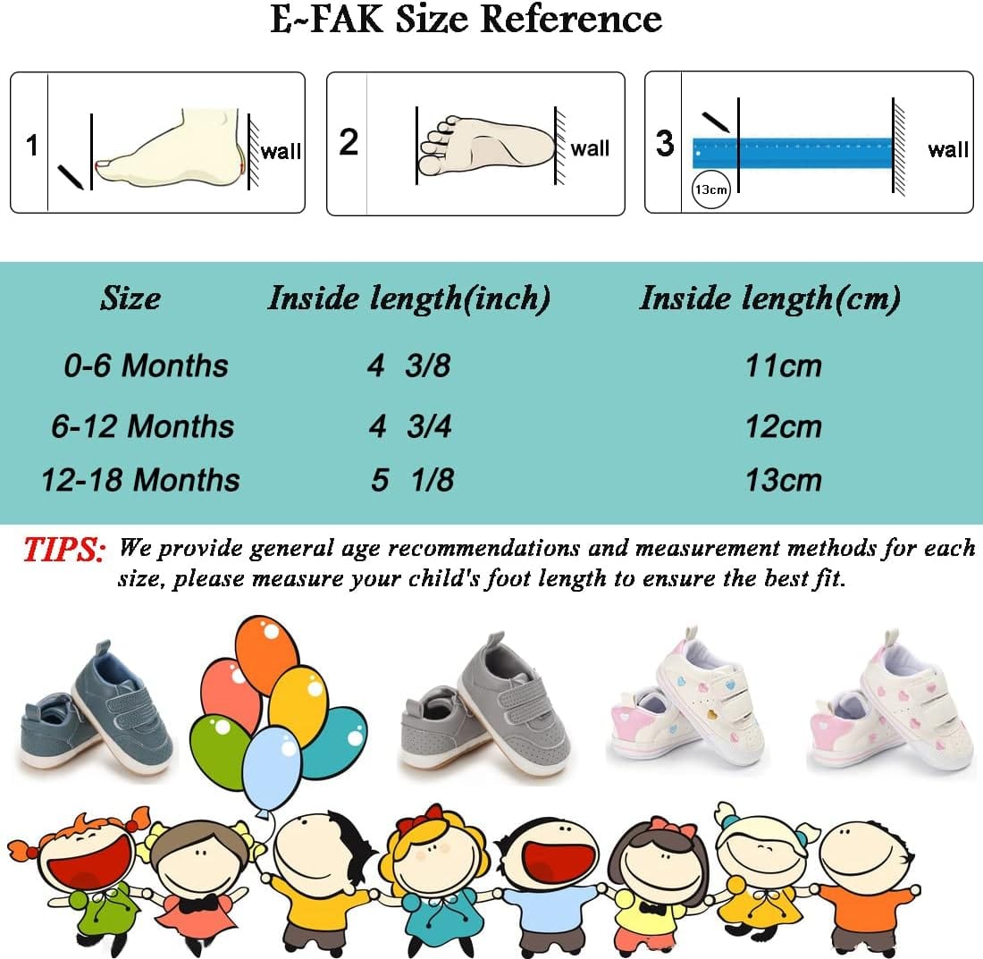 E-FAK Baby Shoes Boys Girls Infant Sneakers Non-Slip Rubber Sole Toddler Crib First Walker Shoes Xpress