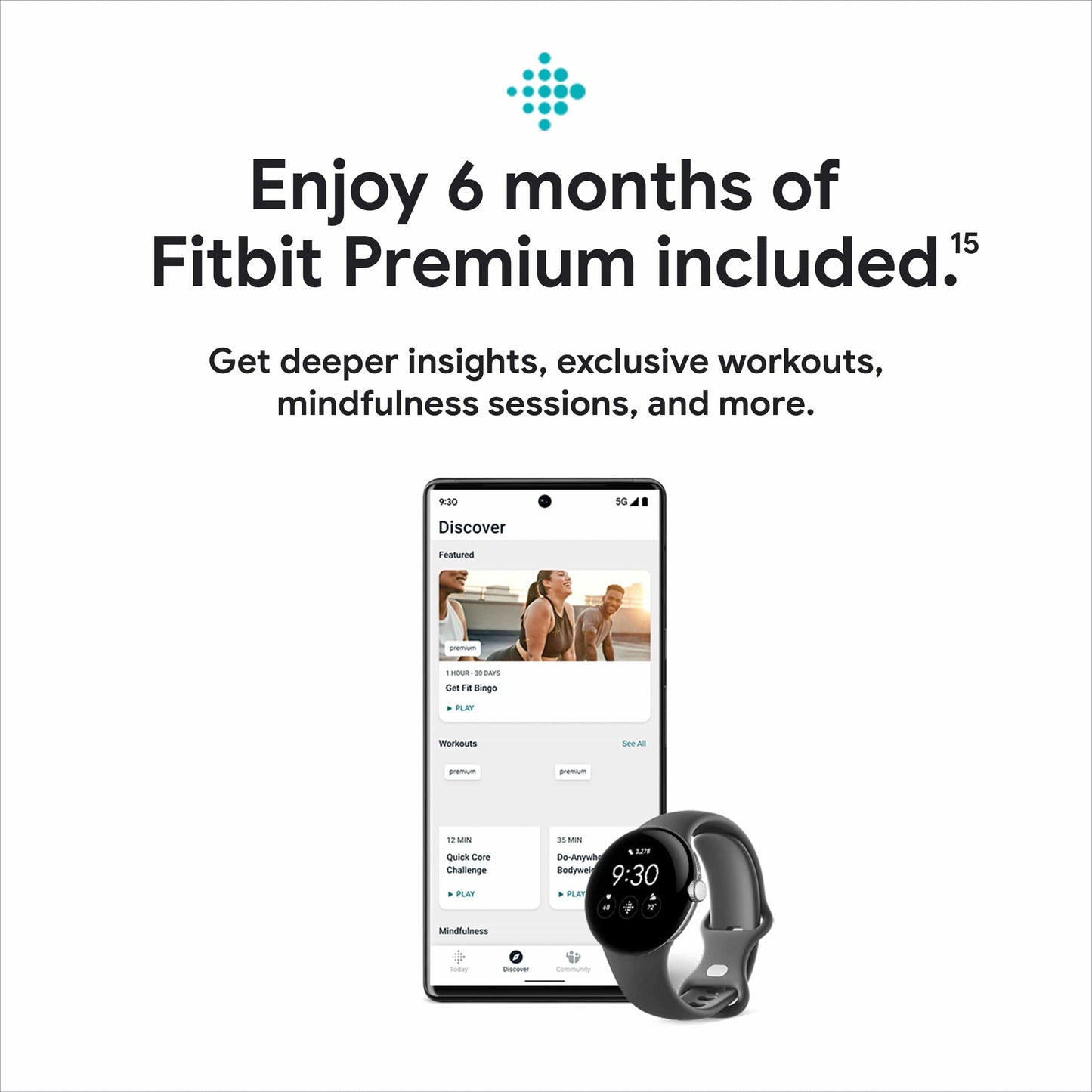 Google Pixel Watch - Reloj inteligente Android con seguimiento de actividad Fitbit - Seguimiento de frecuencia cardíaca - Caja de acero inoxidable negro mate con banda activa Obsidian - LTE 