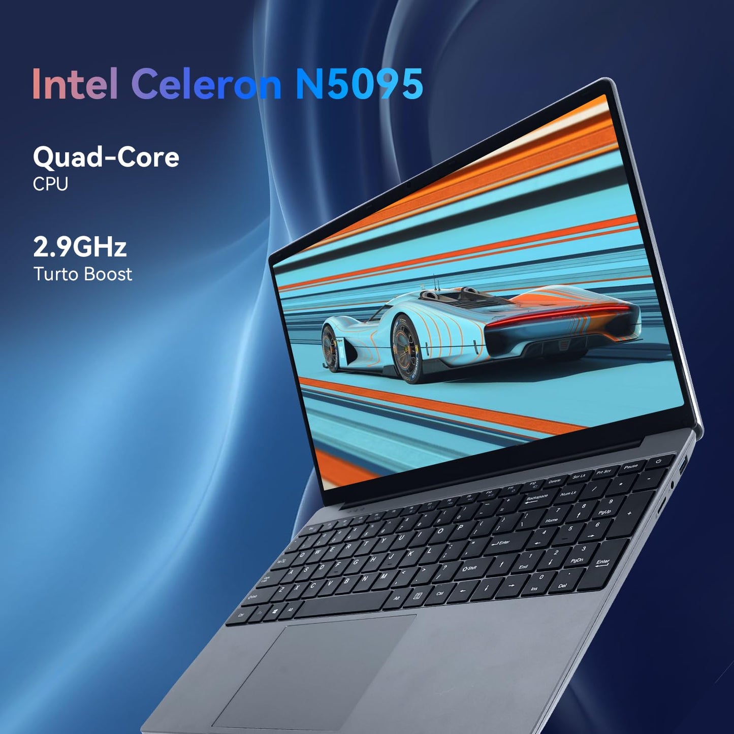 Laptop Computer, 16GB RAM 512GB SSD, Intel Quad-Core N5095 Processors, 15.6 Inch 1080P IPS Screen, 2MP, 2.4/5G Dual WiFi, Mini-HDMI, Type-C, USB 3.0, Large Battery Capacity