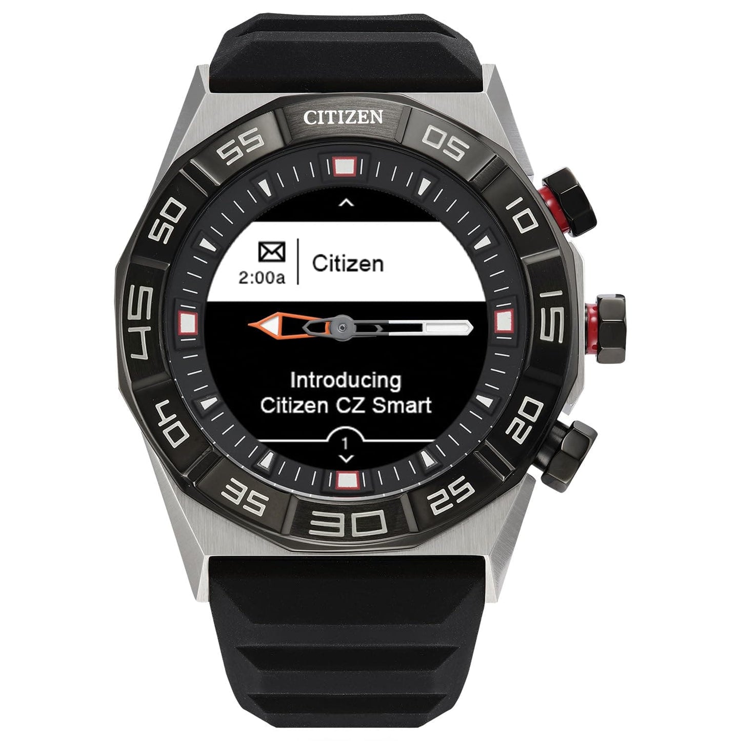 Montre intelligente hybride Citizen CZ Smart PQ2 avec application YouQ Wellness dotée de l'IA IBM Watson® et de la recherche de la NASA, écran personnalisable en noir et blanc, Bluetooth, RH, suivi d'activité, autonomie de 18 jours 