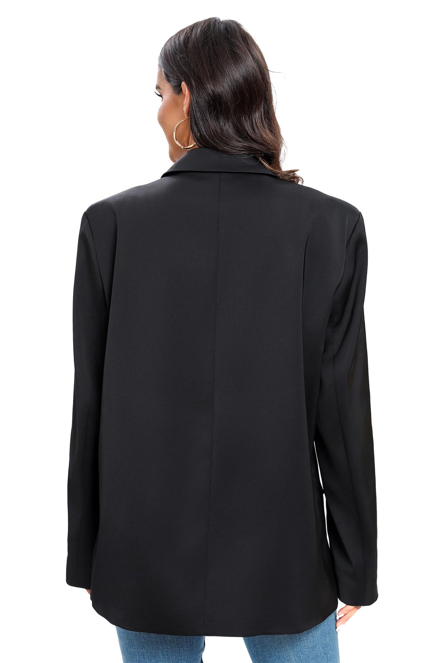 Blazer de costume surdimensionné à double boutonnage pour femme, veste à manches longues, style petit ami décontracté, blazer de travail et de bureau avec poches