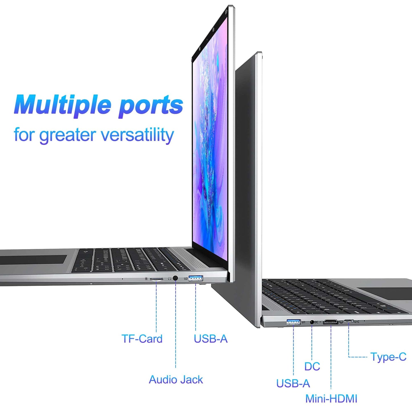 Jumper Ordinateur portable, 16 pouces, ordinateur portable avec 16 Go de RAM DDR5, 512 Go de SSD, processeur Intel N100, écran FHD IPS 1920 x 1200, 4 haut-parleurs stéréo, Mini HDMi, système de refroidissement, clavier numérique, WiFi 2,4 G + 5 G, BT4.0. 