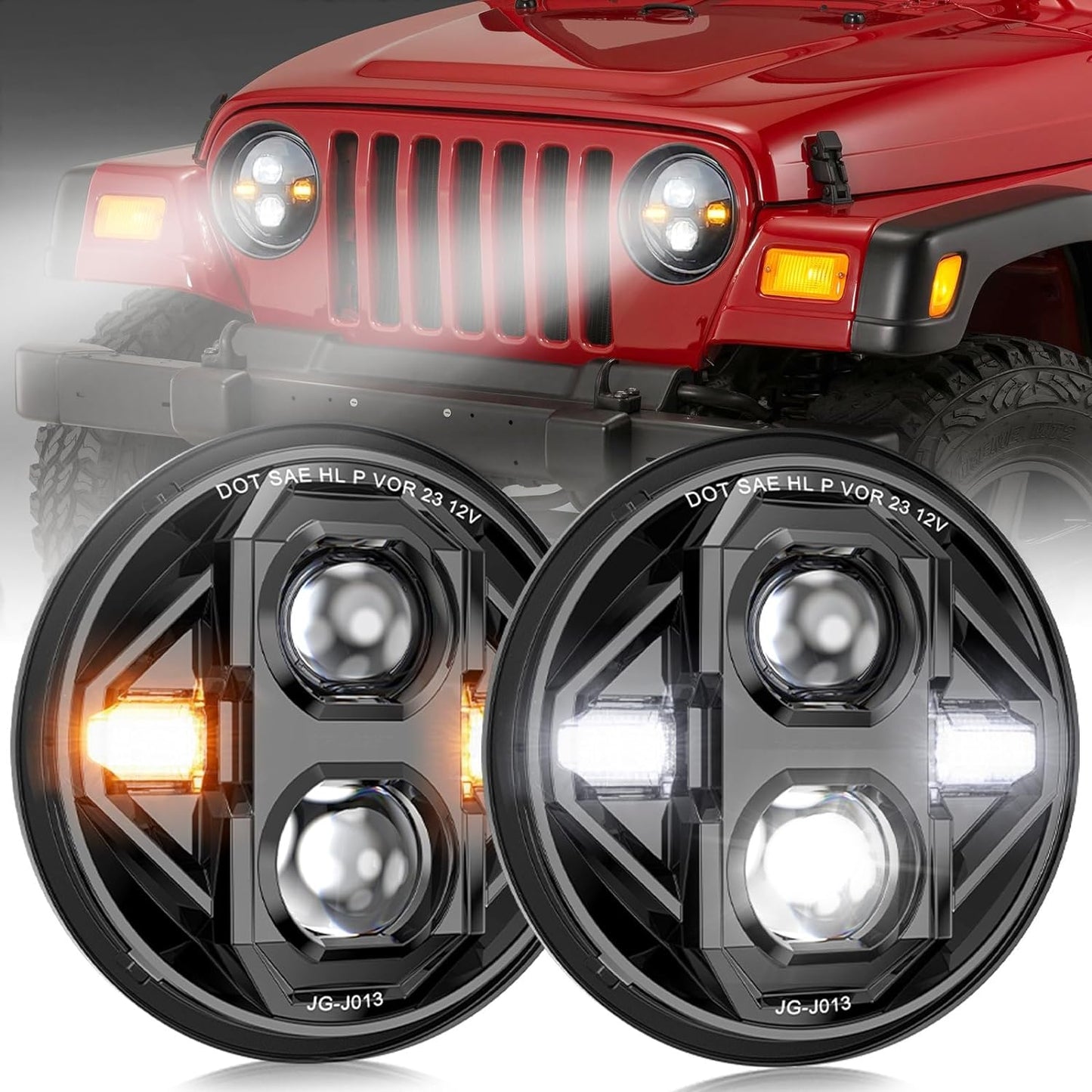 2024 New 7 Inch LED Headlights DOT Approved Anti-glare 1000% Brightness H6024 LED Headlights Plug&Play, Compatible with Wrangler JK JKU TJ LJ Z-beam Cut-Off Line