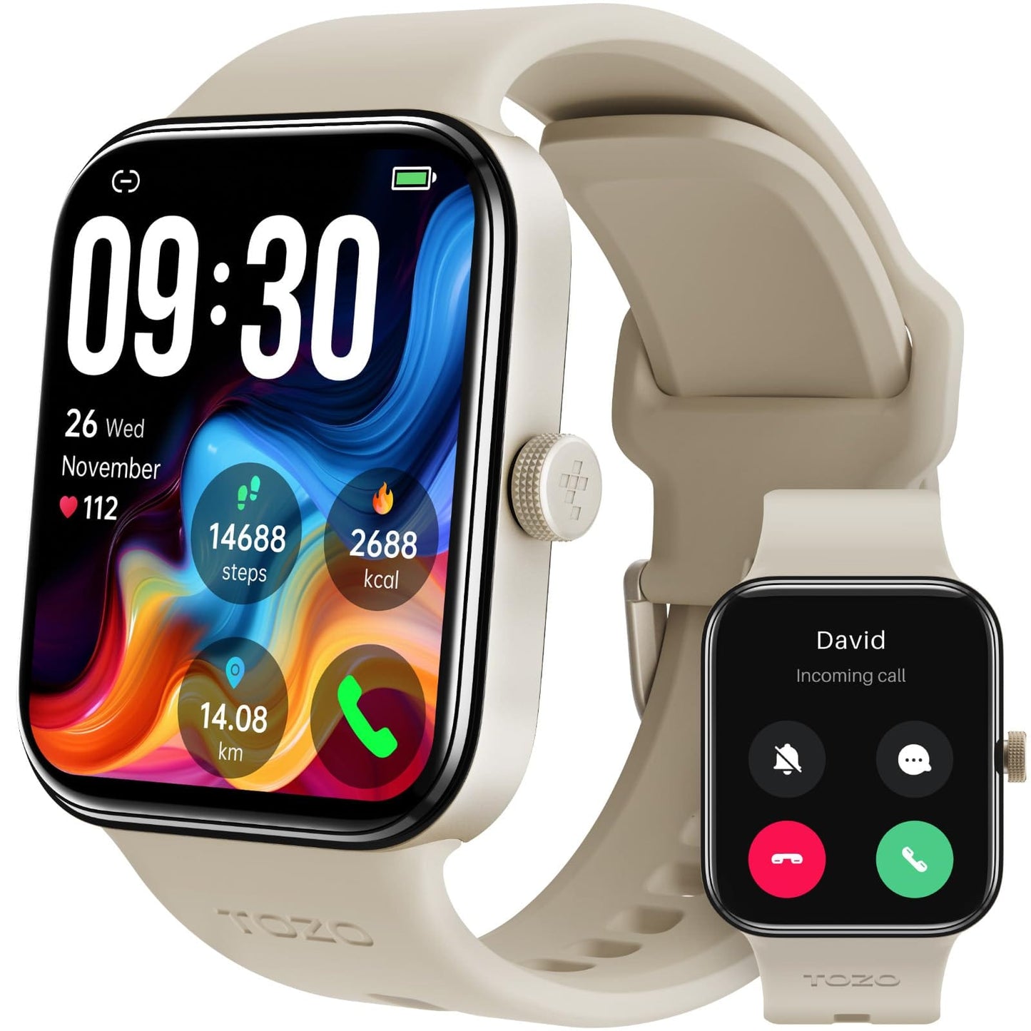 TOZO S4 AcuFit One Reloj inteligente Pantalla AMOLED de 1,78" para hombres y mujeres, Bluetooth Call Dial Fitness Tracker, Frecuencia cardíaca y oxígeno en sangre, Monitor de sueño, IP68 a prueba de agua, entrenamiento para iOS Android 