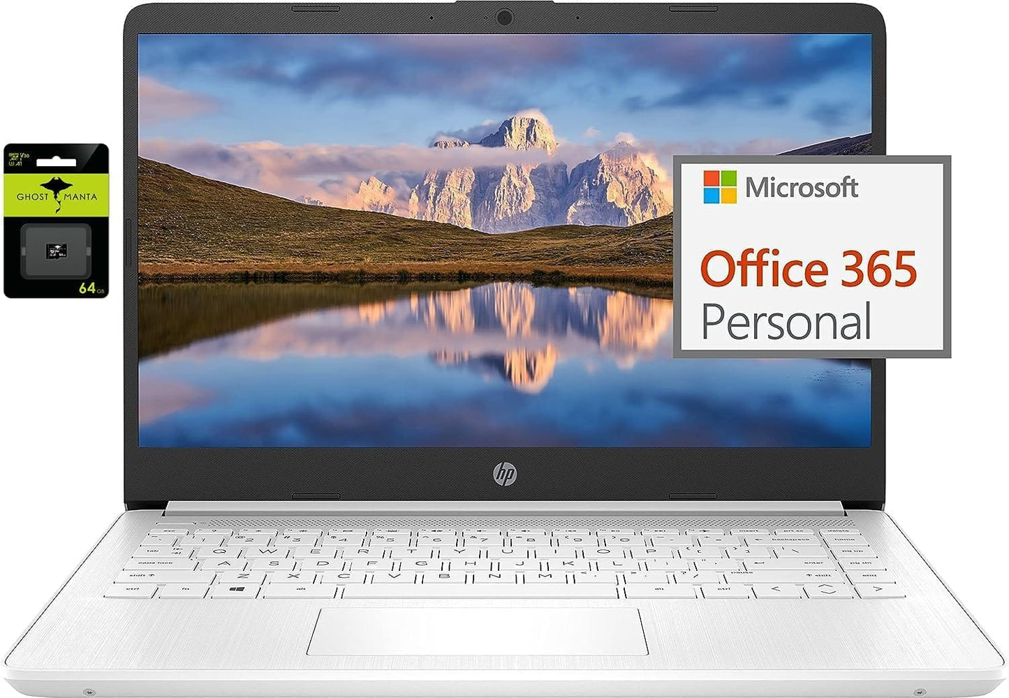 HP le plus récent ordinateur portable ultra léger de 14 po pour étudiants et entreprises, Intel Quad-Core N4120, 8 Go de RAM, 192 Go de stockage (64 Go eMMC + 128 Go Micro SD), 1 an Office 365, webcam, HDMI, WiFi, USB-A&amp;C, Win 11 S 