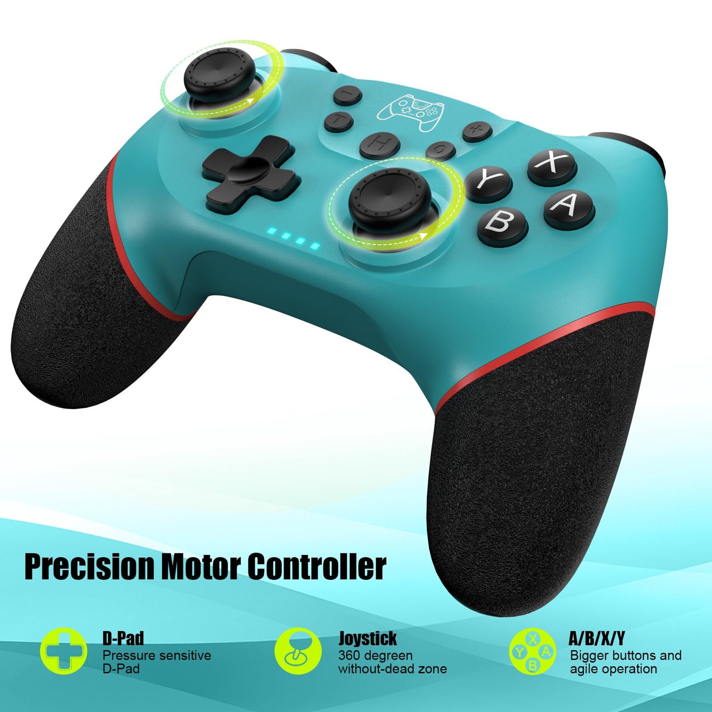 Diswoe Contrôleur sans fil amélioré pour Switch/Lite/OLED Pro Contrôleur pour Switch Remote Joystick Gamepad Prend en charge le réveil, l'axe gyroscopique, le turbo, la double vibration et la fonction de capture d'écran 