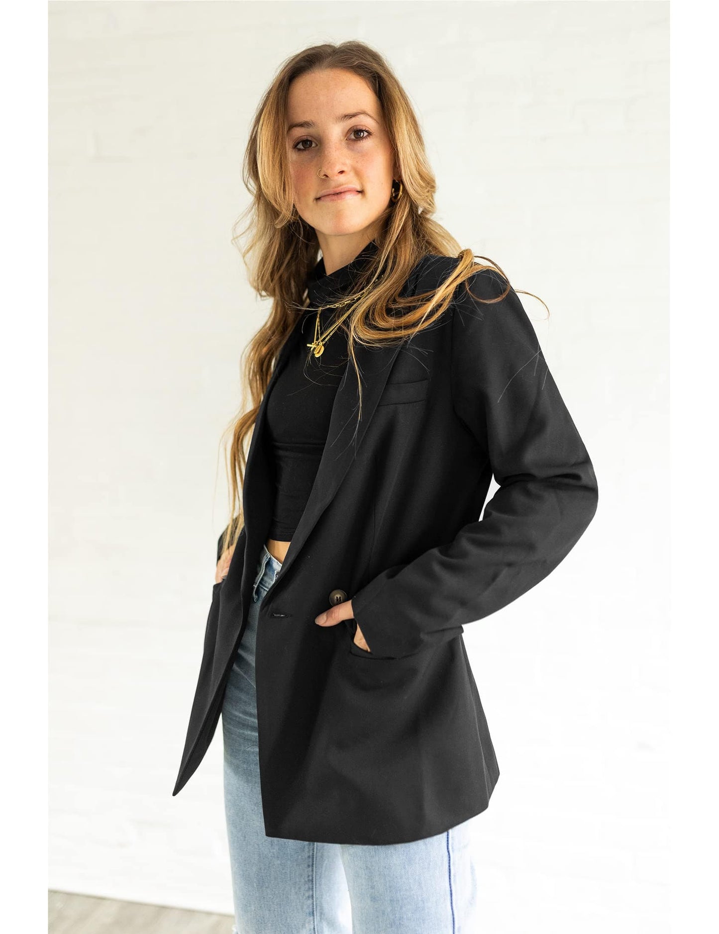 luvamia Blazer Chaquetas para mujer Trabajo Casual Oficina Manga Larga Moda Elegante Trajes de Negocios 