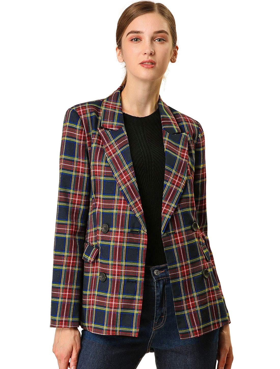 Allegra K Veste blazer formelle à revers cranté pour femme