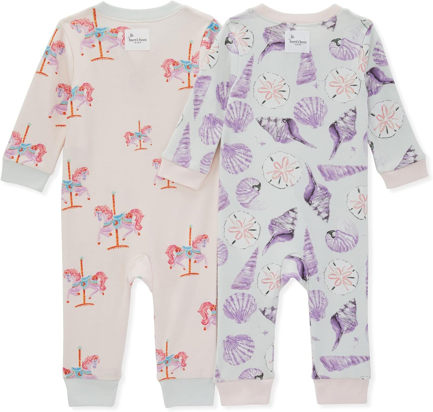 Burt's Bees Baby Baby Girls' Sleep and Play Pajamas, 100% Organic Cotton One-Piece Romper Jumpsuit Zip Front Pjs Xpress