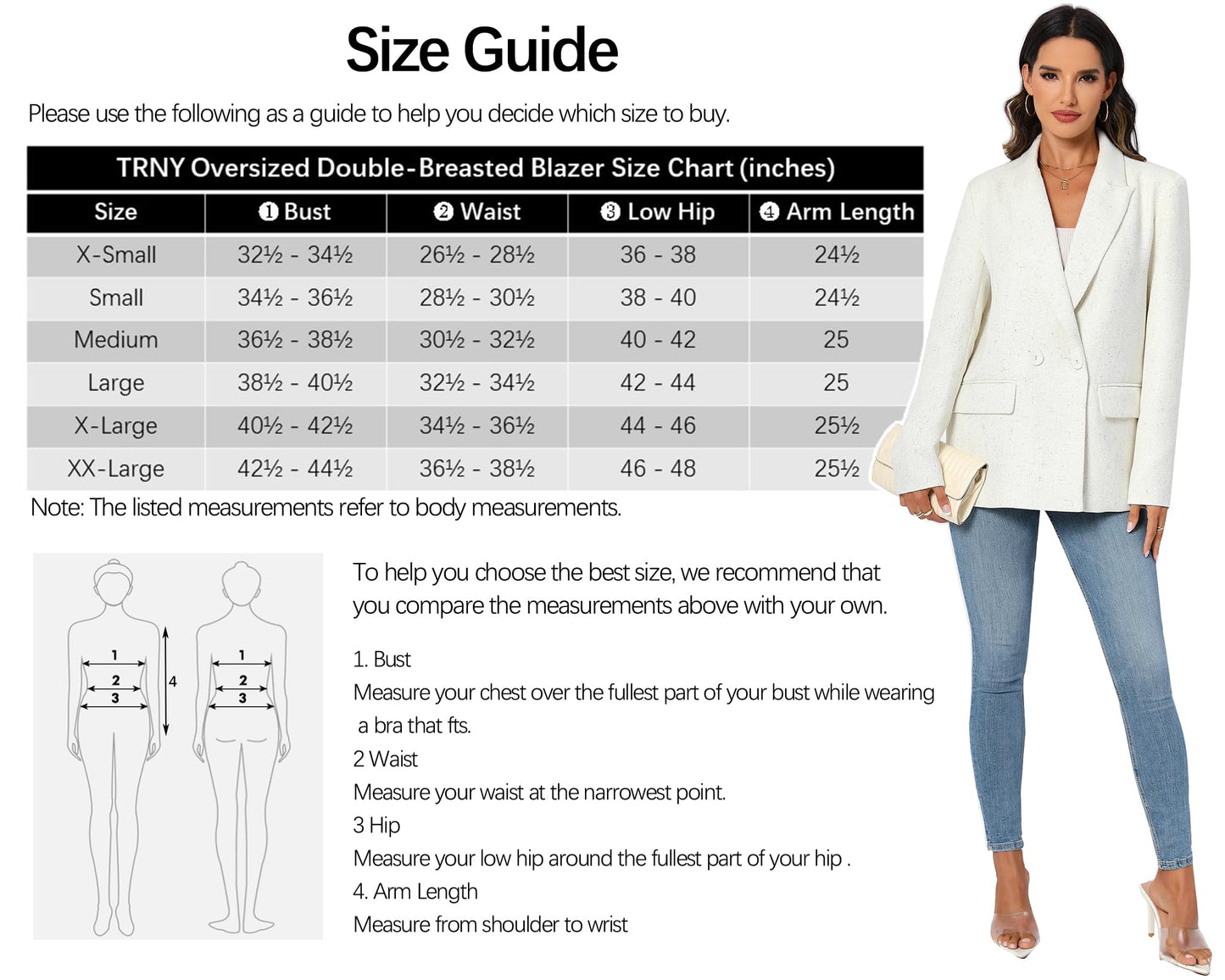 Women's Oversized Double-Breasted Suit Blazer Jacket Long Sleeve Casual Boyfriend Style Work Office Blazer with Pockets