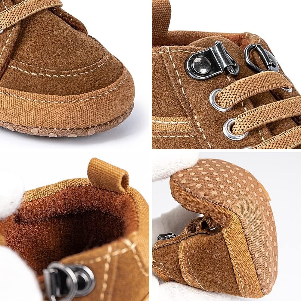 Meckior Toddler Baby Boys Girls High Tops Ankle Sneakers Soft Anti-Slip Sole PU Leather Moccasins Infant Newborn Prewalker First Walking Crib Shoes Xpress