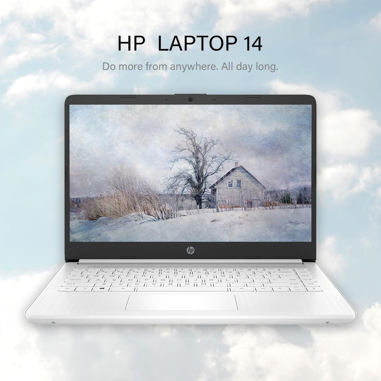 Ordinateur portable HP 14, Intel Celeron N4020, 4 Go de RAM, 64 Go de stockage, écran HD micro-bord de 14 pouces, Windows 11 Famille, fin et portable, graphiques 4K, un an de Microsoft 365 (14-dq0040nr, blanc flocon de neige) 