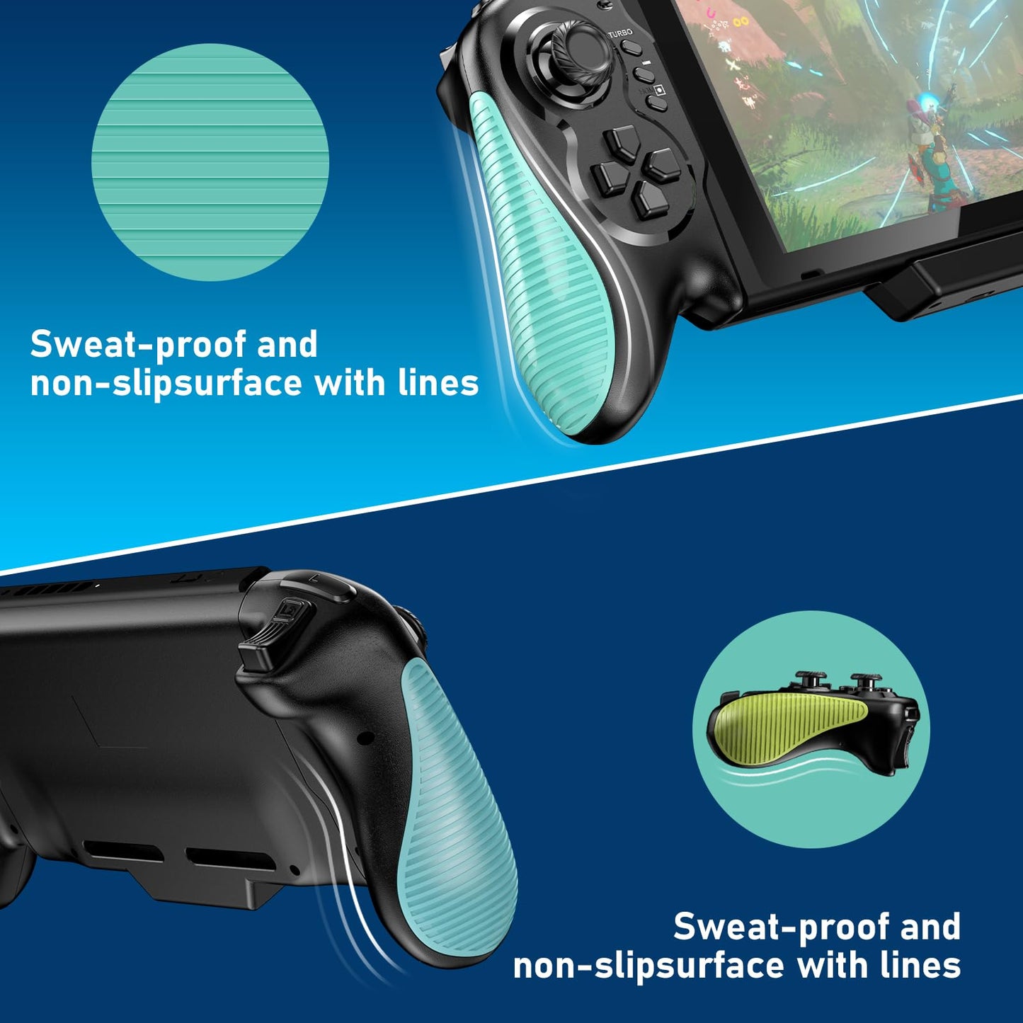 Diswoe Contrôleur sans fil amélioré pour Switch/Lite/OLED Pro Contrôleur pour Switch Remote Joystick Gamepad Prend en charge le réveil, l'axe gyroscopique, le turbo, la double vibration et la fonction de capture d'écran 