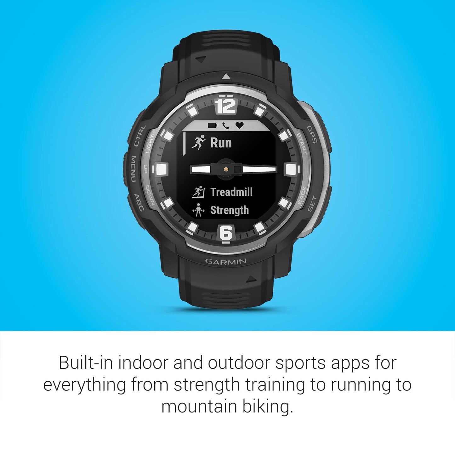 Garmin Instinct Crossover Solar, Rugged Hybrid Smartwatch with Solar Charging Capabilities, Analog Hands and Digital Display, Graphite, Adjustable