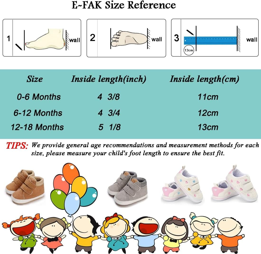 E-FAK Baby Shoes Boys Girls Infant Sneakers Non-Slip Rubber Sole Toddler Crib First Walker Shoes Xpress