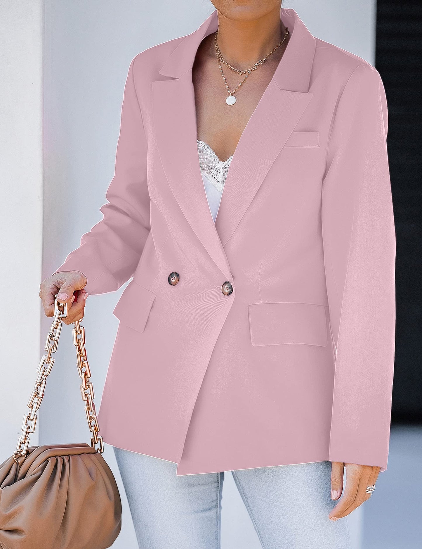 luvamia Blazer Chaquetas para mujer Trabajo Casual Oficina Manga Larga Moda Elegante Trajes de Negocios 