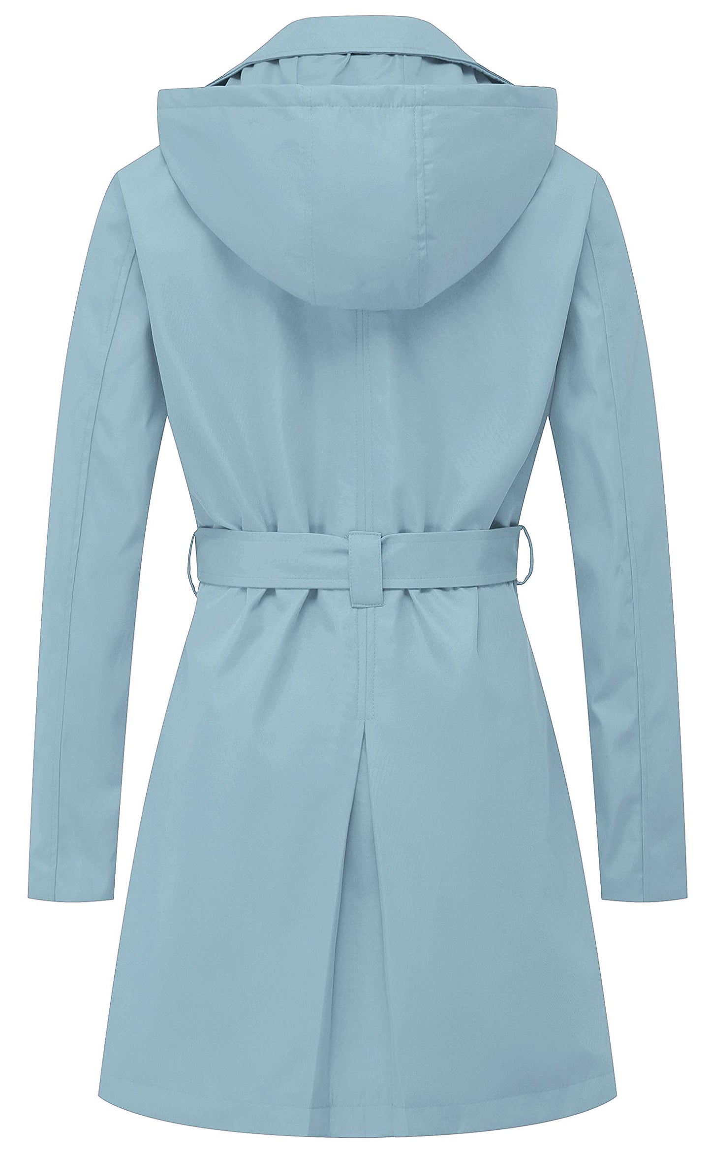 Chrisuno Trench-coat mi-long à double boutonnage pour femme avec ceinture et capuche amovible 