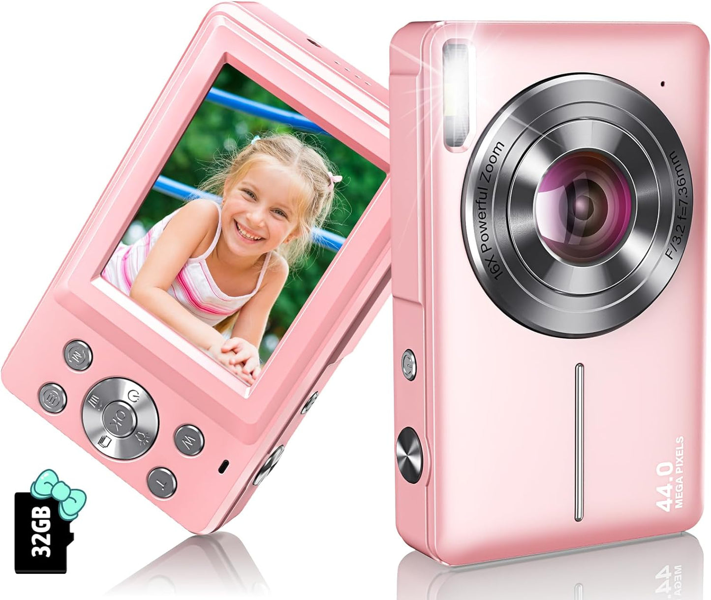 Digital Camera 2024 Newest 1080P 44MP Digital Cameras for Photography, Digital Point and Shoot Camera for Kids with 16X Zoom, Anti-Shake, Compact Small Travel Camera for Boys Girls Teens Gift Xpress