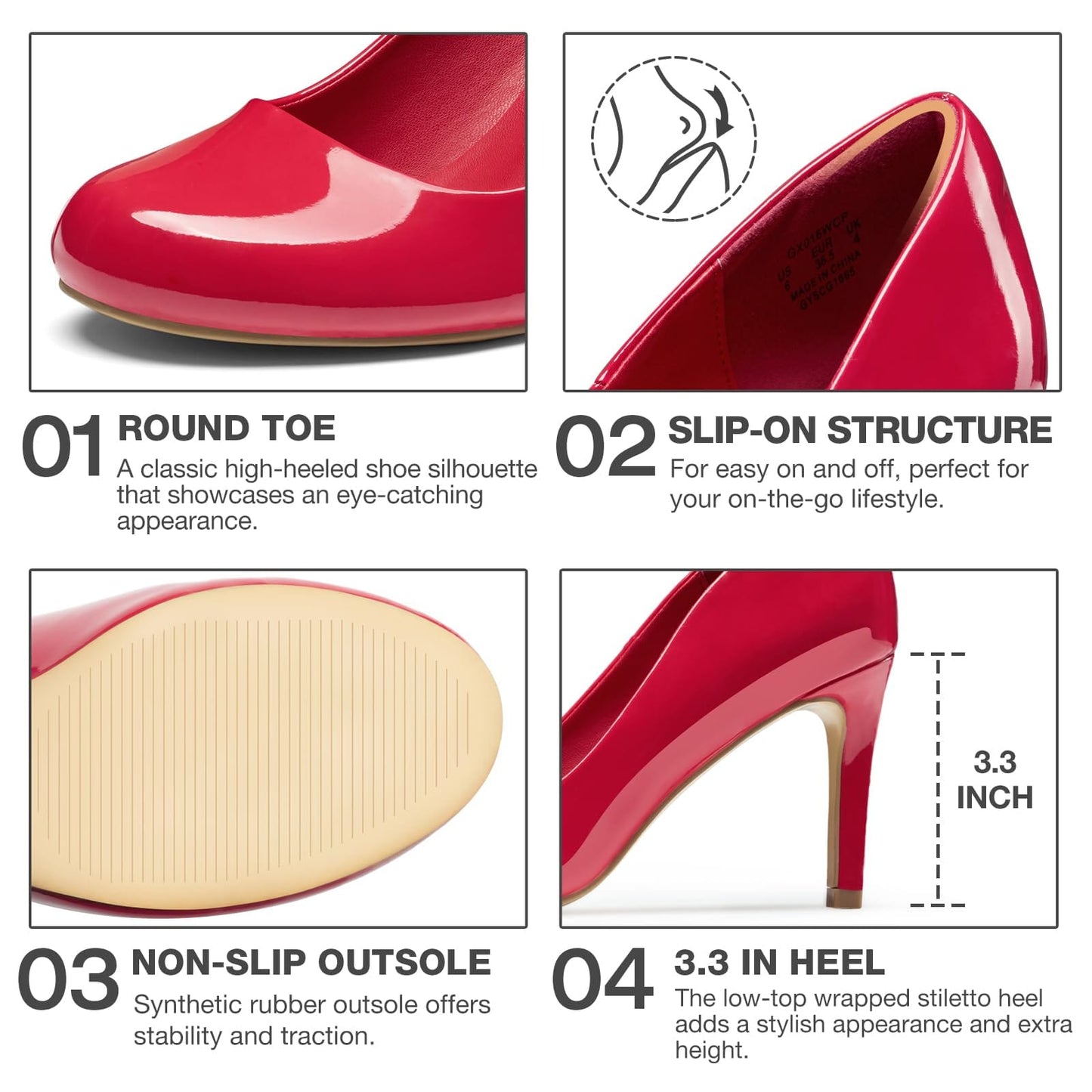 Women's Round Toe Comfortable Stiletto Heels Closed Toe Dress Pumps Shoes for Wedding Work Office Business