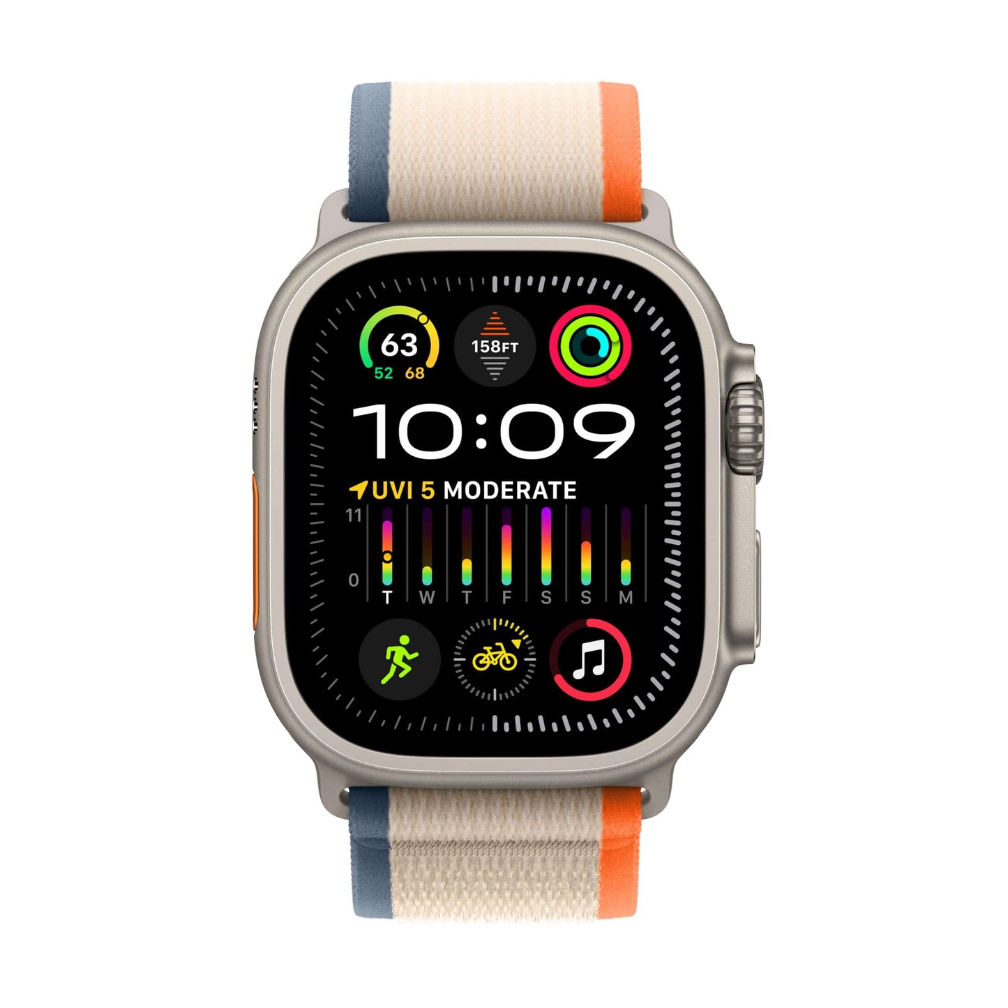 Montre intelligente Apple Watch Ultra 2 [GPS + Cellular 49 mm] avec boîtier en titane robuste et bracelet océan blanc. Tracker d'activité, GPS de précision, bouton d'action, durée de vie de la batterie extra longue, écran Retina lumineux 