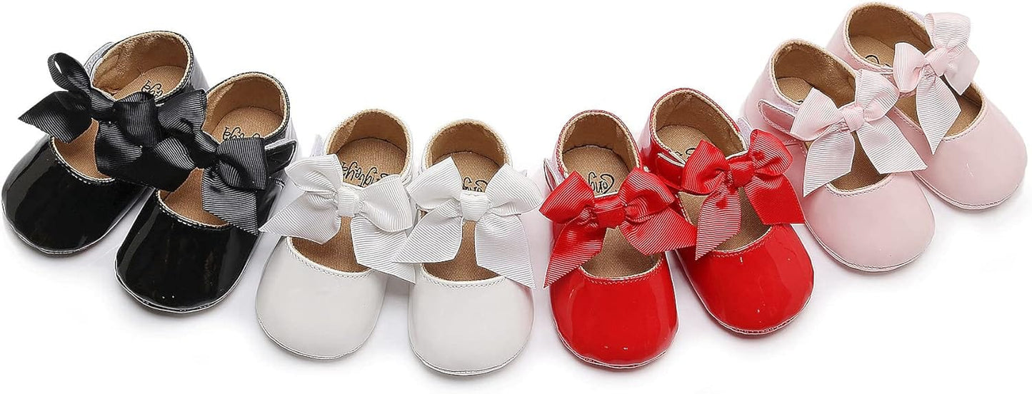 HONGTEYA Infant Baby Girls Mary Jane Flats Non Slip for Toddler First Walkers Soft Sole PU Leather Crib Shoes Sneaker Wedding Party Christmas Princess Dress Shoes Baby Moccasins Girls Xpress