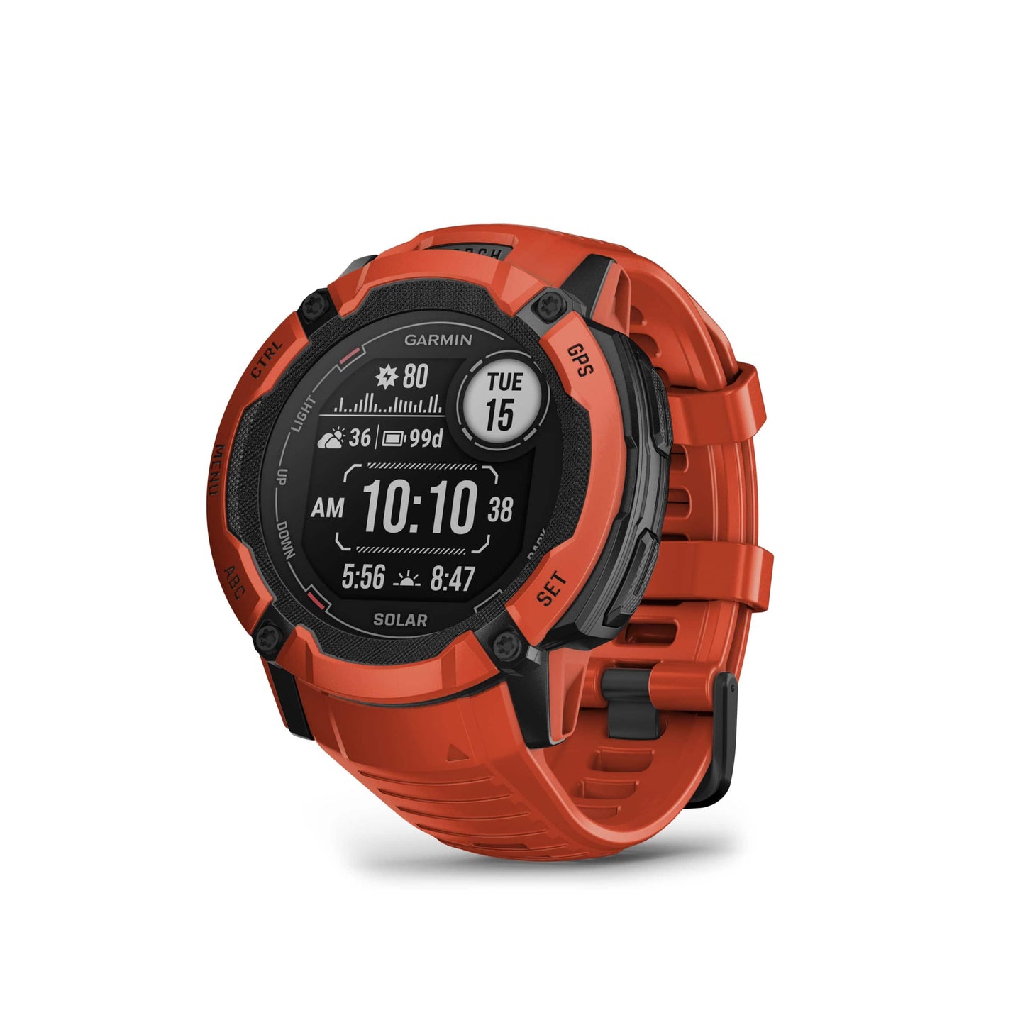 Garmin Instinct 2X Solar, montre intelligente GPS robuste, lampe de poche intégrée, capacité de charge solaire, GNSS multibande, mousse 