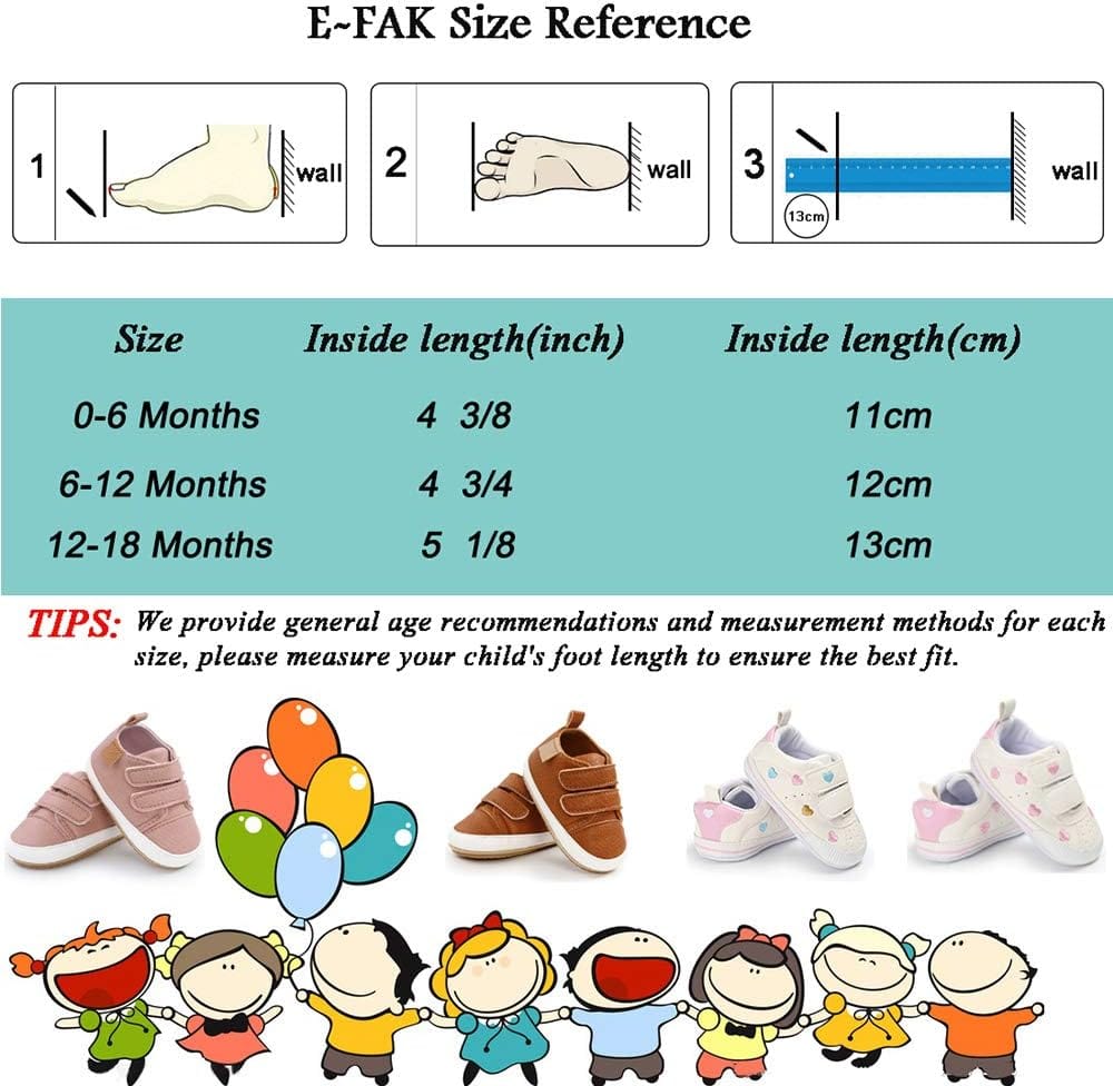 E-FAK Baby Shoes Boys Girls Infant Sneakers Non-Slip Rubber Sole Toddler Crib First Walker Shoes Xpress