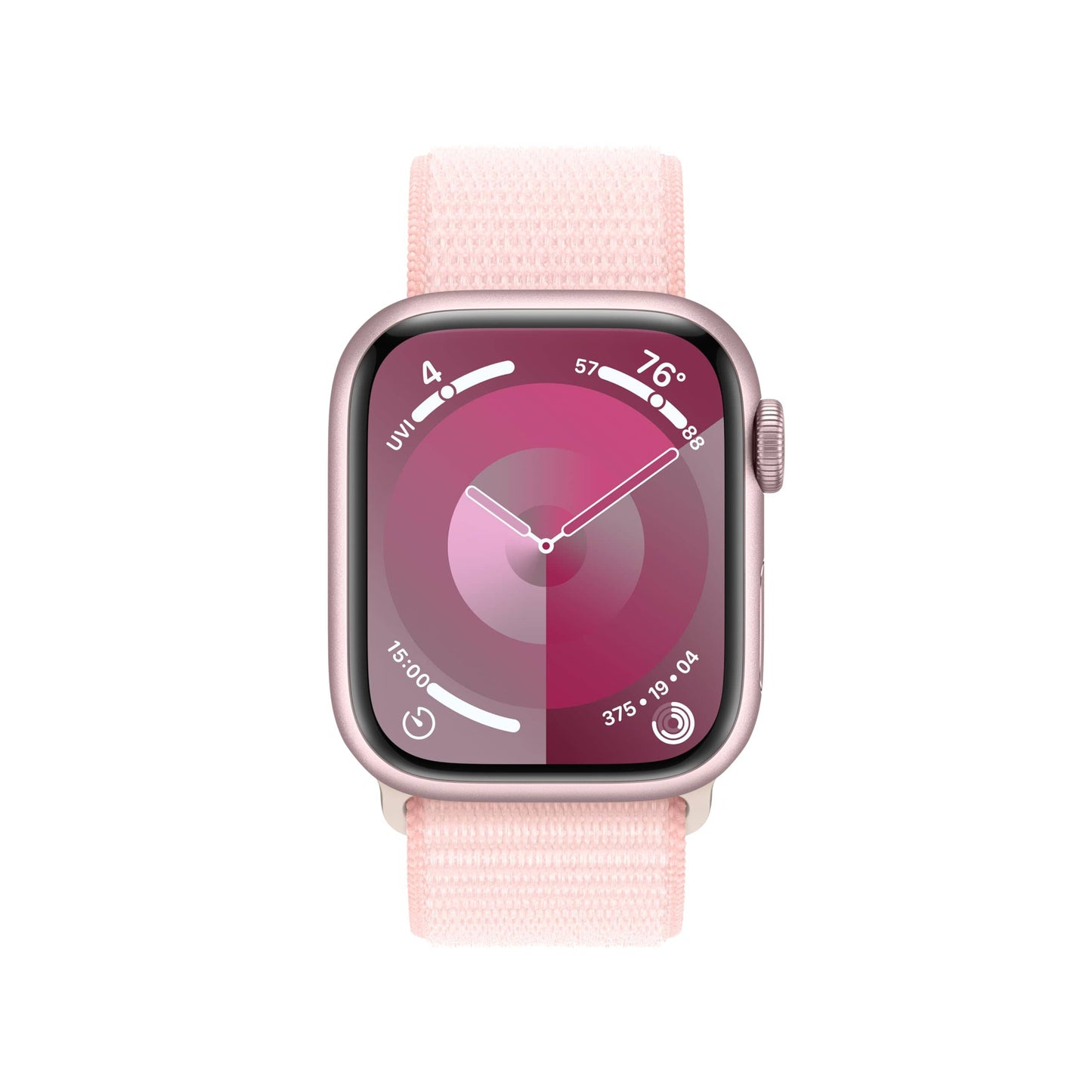 Montre intelligente Apple Watch Series 9 [GPS 45 mm] avec boîtier en aluminium rose et boucle sport rose. Tracker d'activité, applications d'oxygène dans le sang et d'ECG, écran Retina toujours allumé, neutre en carbone 