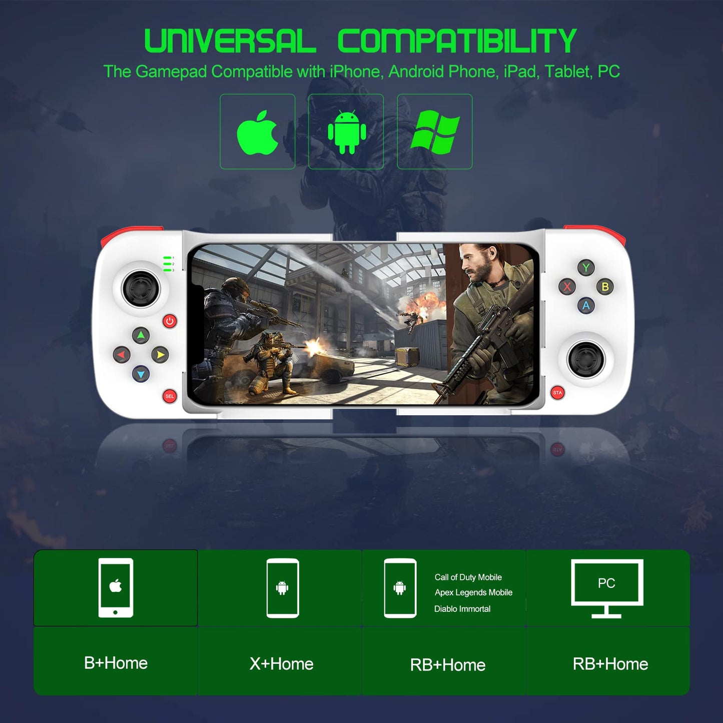 Megadream Mobile Game Controller Gamepad for iPhone iOS Android PC: Works with iPhone 15/14/13/12/11/X, iPad, Samsung Galaxy, TCL, Tablet, Call of Duty, Black Desert Mobile - Directly Play (Grey)