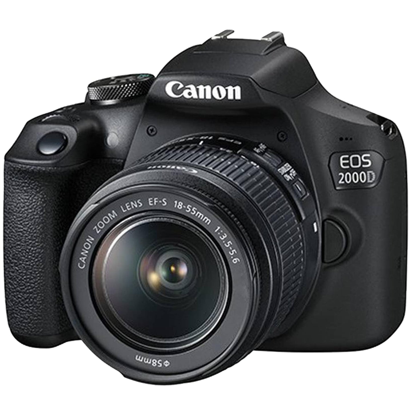 Appareil photo reflex numérique Canon EOS 2000D / Rebel T7 avec objectif EF-S 18-55 mm + étui pour trépied avec carte SanDisk 32 Go Objectifs grand angle Ensemble d'accessoires ZeeTech (20 pièces) (18-55 mm, carte) (renouvelé) Noir