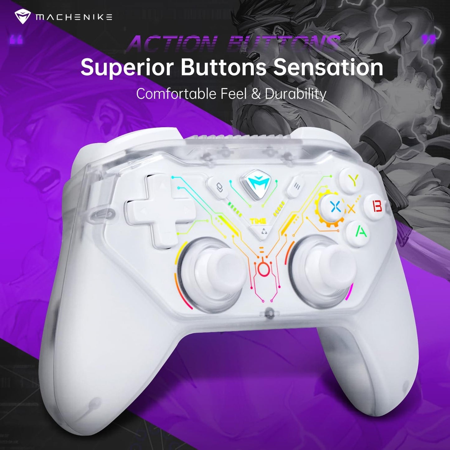 Controlador de juegos inalámbrico Machenike G3S para PC con Windows, Switch, Android, controlador de PC con retroiluminación LED, motores de vibración duales, modos de conexión duales, Plug and Play 