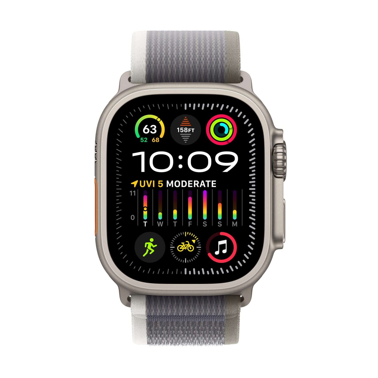 Montre intelligente Apple Watch Ultra 2 [GPS + Cellular 49 mm] avec boîtier en titane robuste et bracelet océan blanc. Tracker d'activité, GPS de précision, bouton d'action, durée de vie de la batterie extra longue, écran Retina lumineux 