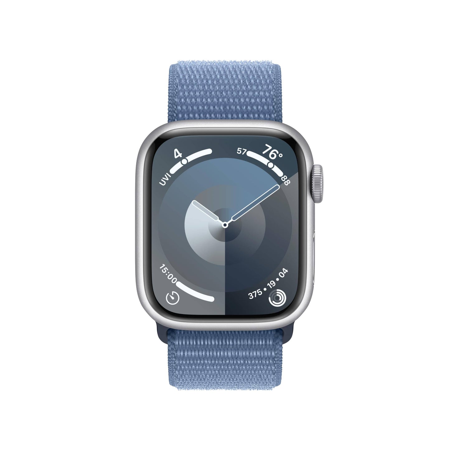 Apple Watch Series 9 [GPS + Cellular 45mm] Smartwatch with Silver Aluminum Case with Winter Blue Sport Loop. Fitness Tracker, ECG Apps, Always-On Retina Display, Carbon Neutral