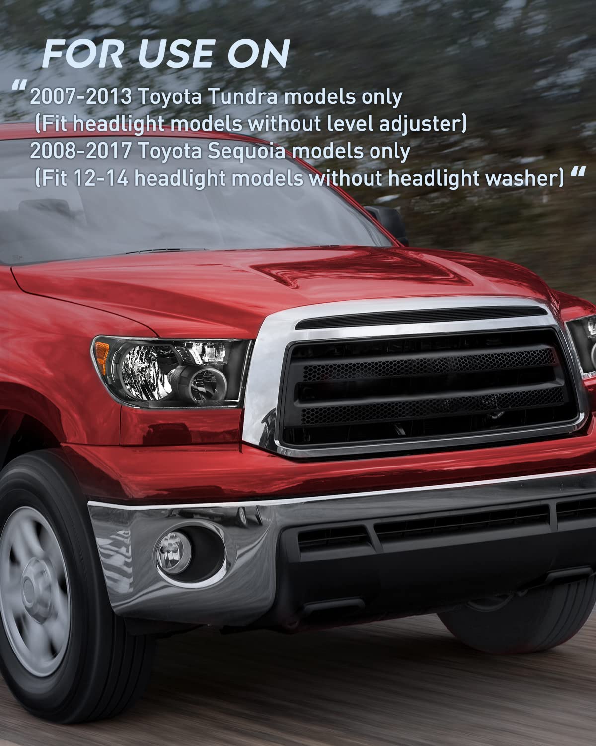 Nilight Conjunto de faros delanteros para Toyota Tundra 2007 2008 2009 2010 2011 2012 2013 Sequoia 2008-2017, carcasa cromada, reflector ámbar, lado del conductor y del pasajero, 2 años de garantía 