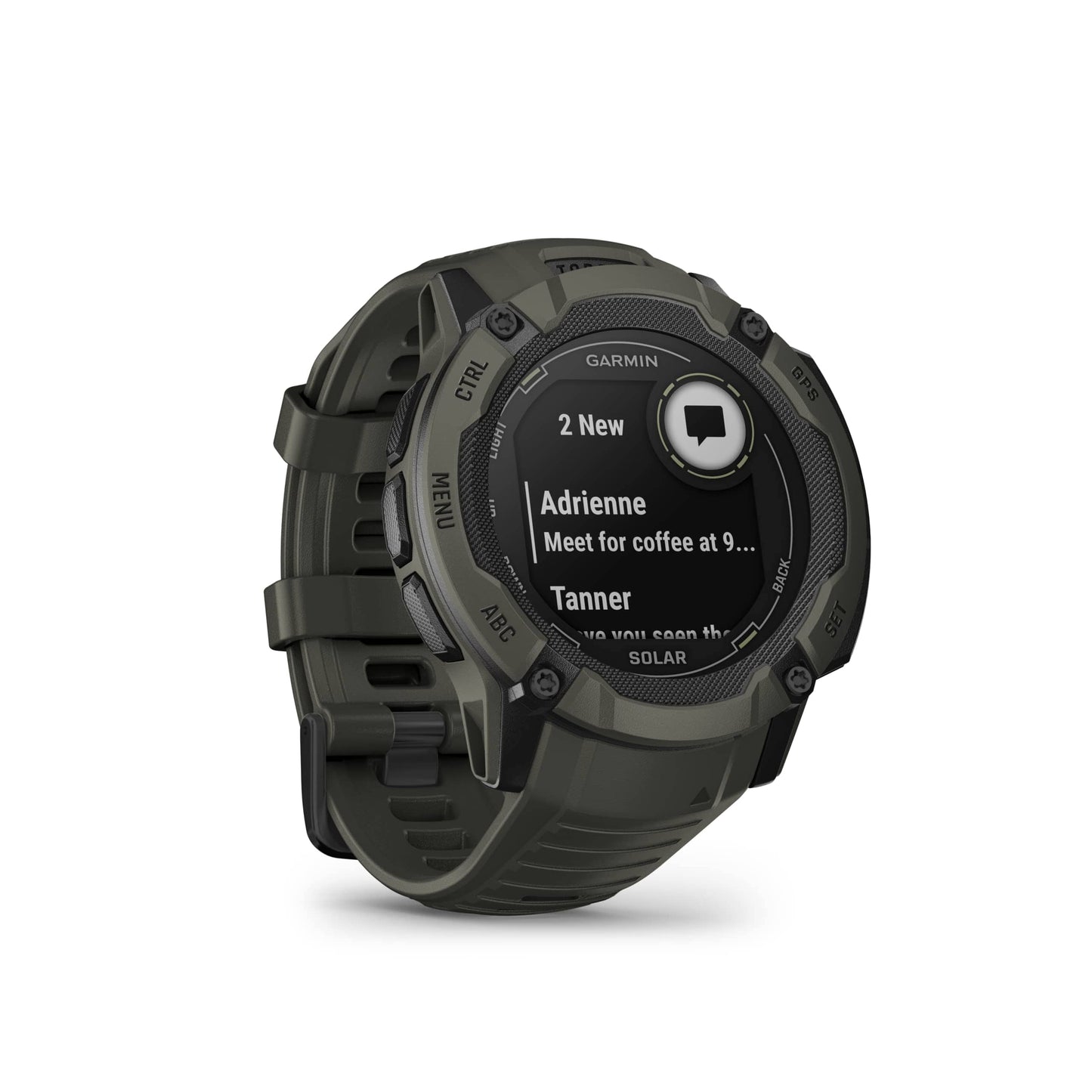 Garmin Instinct 2X Solar, reloj inteligente con GPS resistente, linterna incorporada, capacidad de carga solar, GNSS multibanda, musgo 