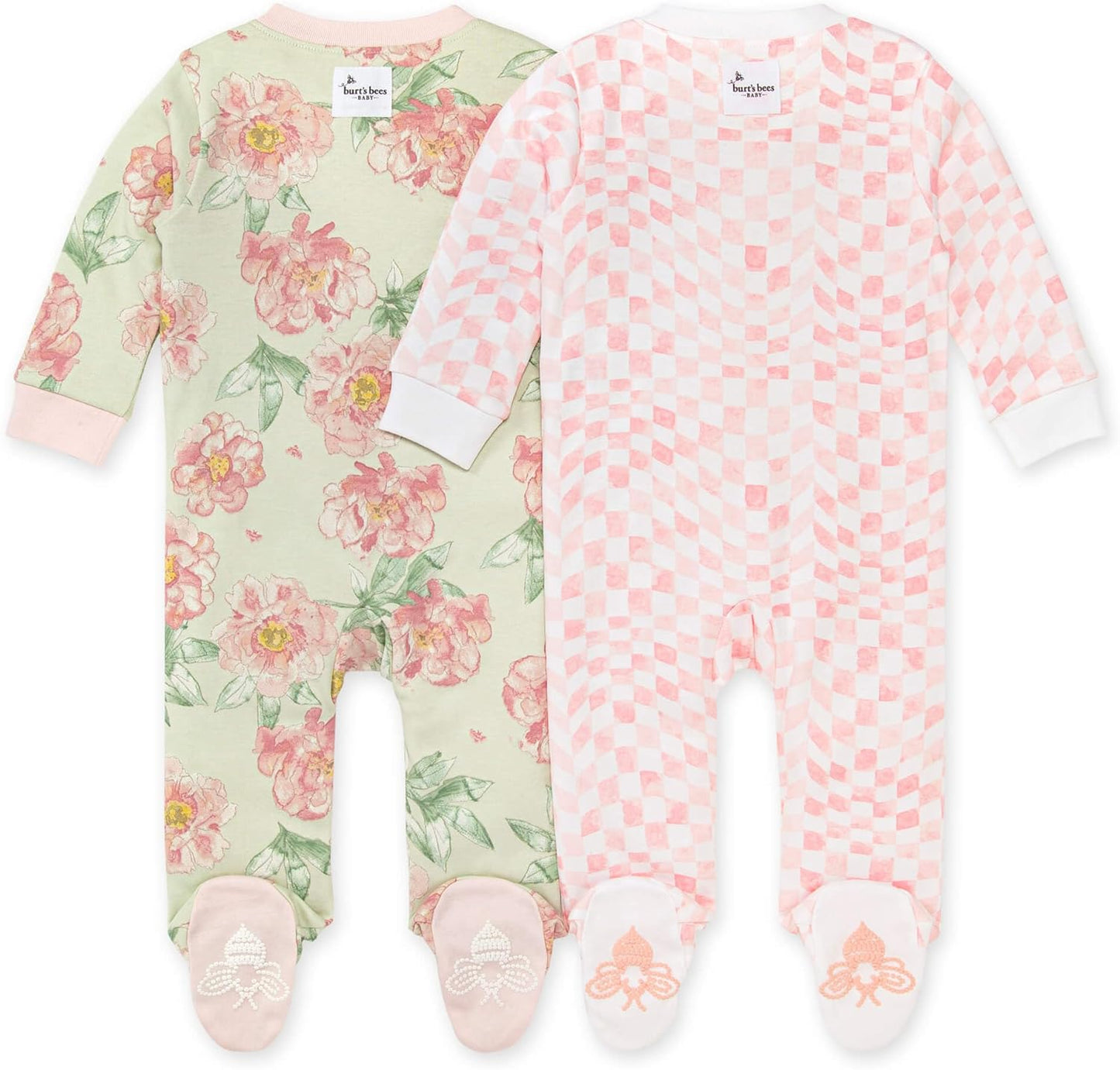 Burt's Bees Baby Baby Girls' Sleep and Play Pajamas, 100% Organic Cotton One-Piece Romper Jumpsuit Zip Front Pjs Xpress