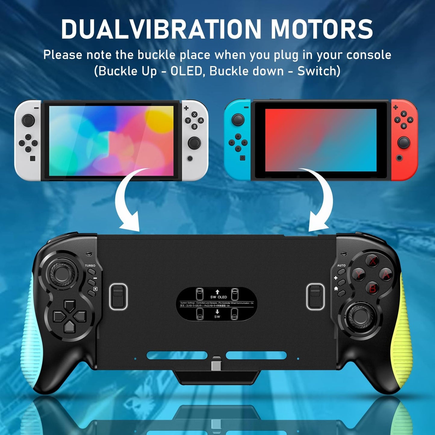 Diswoe Contrôleur sans fil amélioré pour Switch/Lite/OLED Pro Contrôleur pour Switch Remote Joystick Gamepad Prend en charge le réveil, l'axe gyroscopique, le turbo, la double vibration et la fonction de capture d'écran 