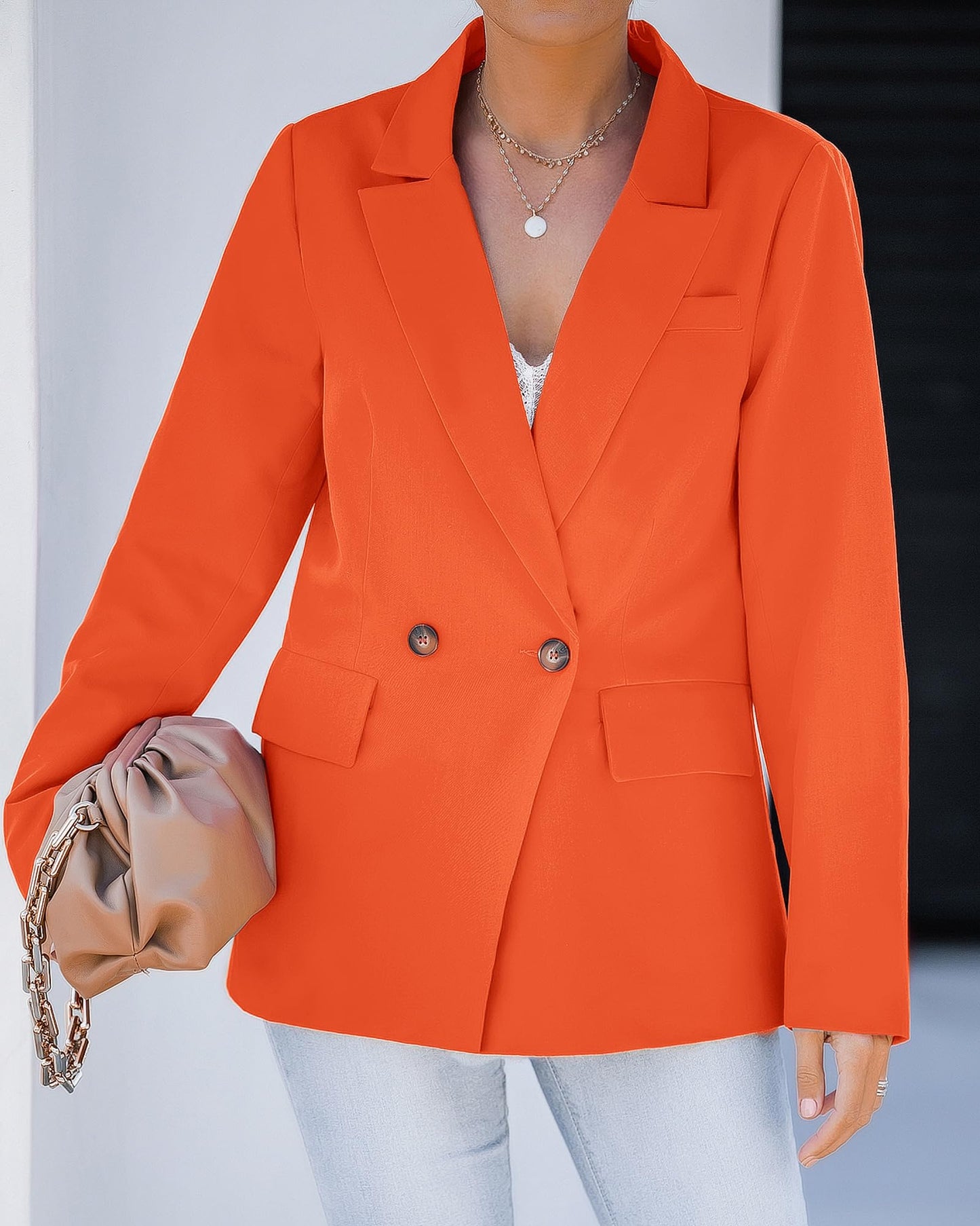 luvamia Blazer Chaquetas para mujer Trabajo Casual Oficina Manga Larga Moda Elegante Trajes de Negocios 