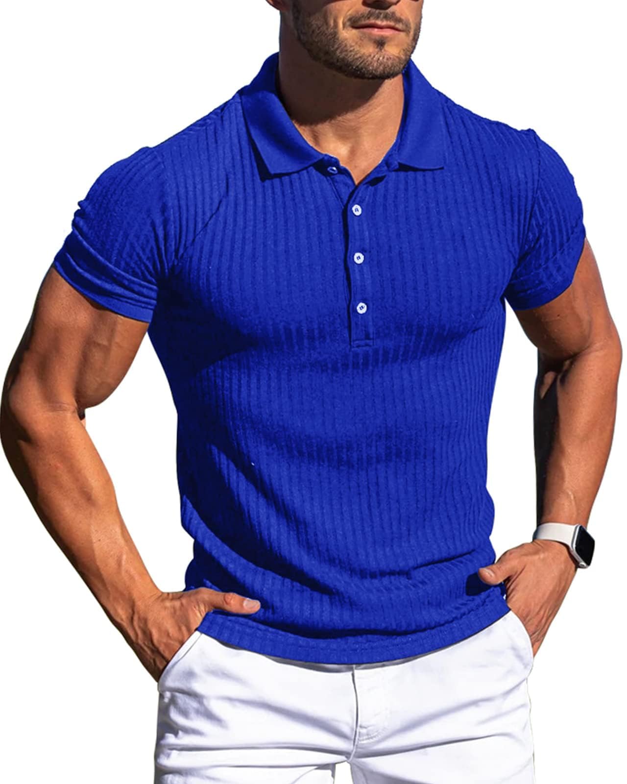 Muscle Polo Shirts for Men Slim Fit Short Sleeve Golf Shirts Men Dry Fit Shirts Casual Stylish Clothes