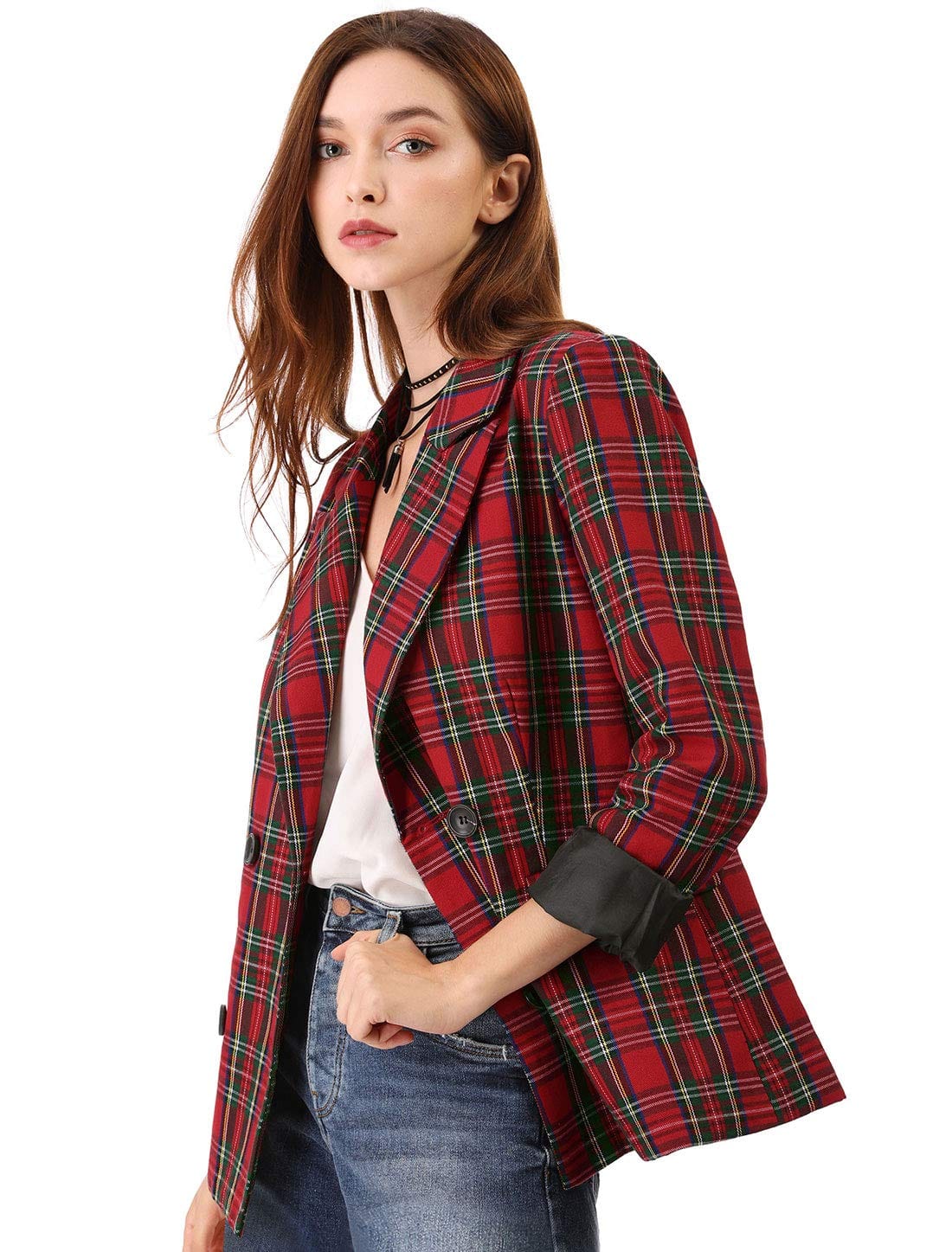 Allegra K Veste blazer formelle à revers cranté pour femme