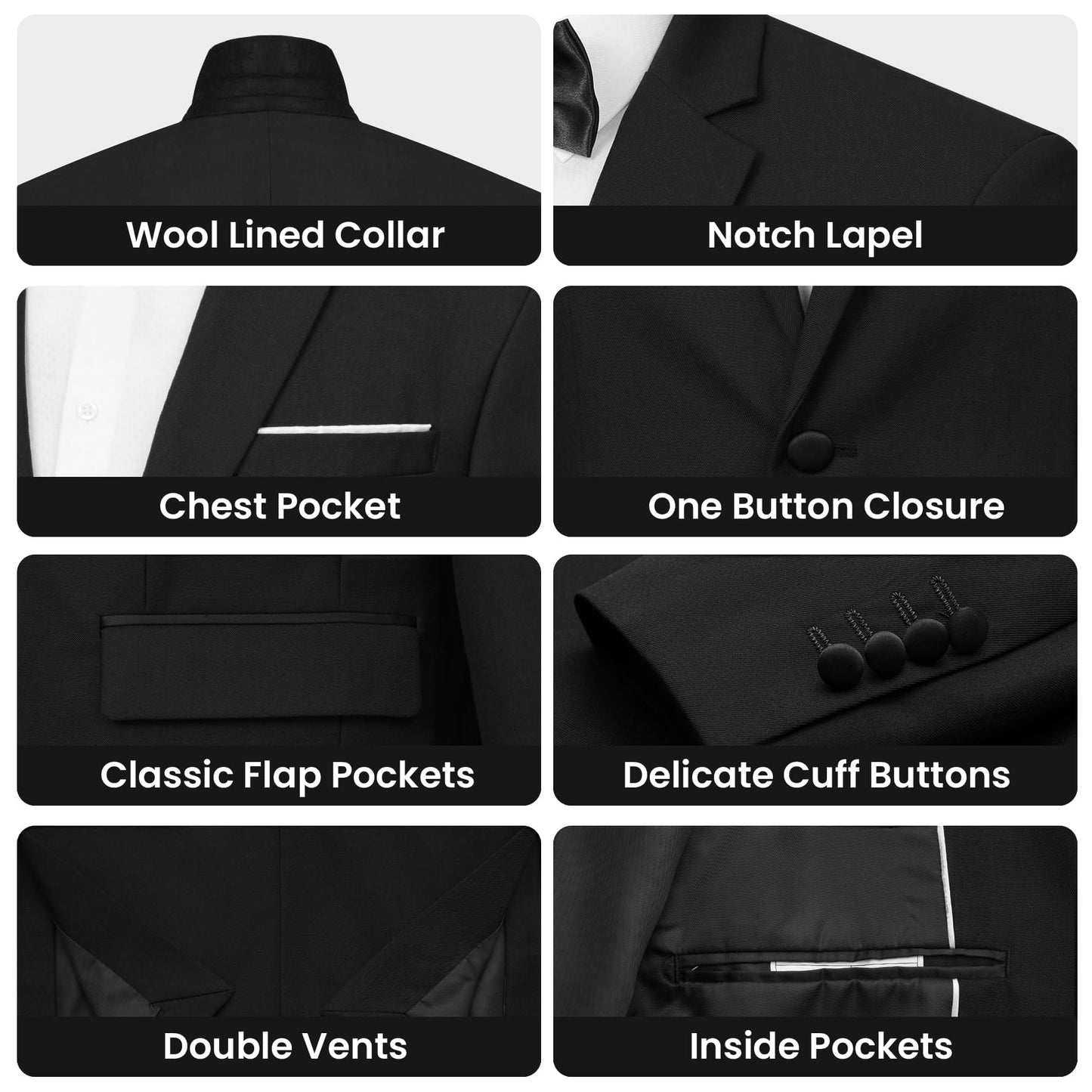 MAGE MALE Men's 2 Piece Suit One Button Slim Fit Formal Wedding Prom Tuxedo Suits Blazer Pants with Bow Tie Set