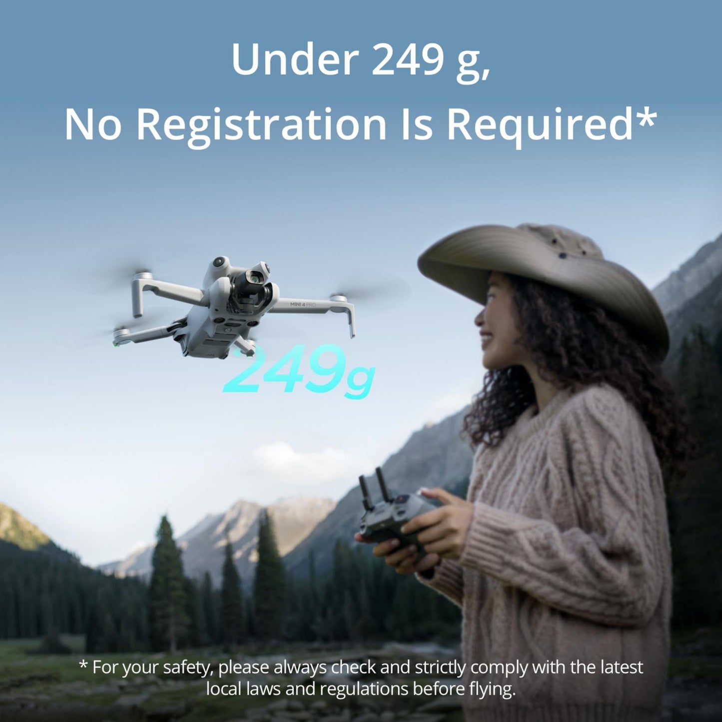 DJI Mini 4 Pro (DJI RC 2), mini-drone pliable avec caméra vidéo 4K HDR pour adultes, moins de 0,549 lb/249 g, temps de vol de 34 minutes, distance de transmission vidéo maximale de 20 km, détection de vision omnidirectionnelle 