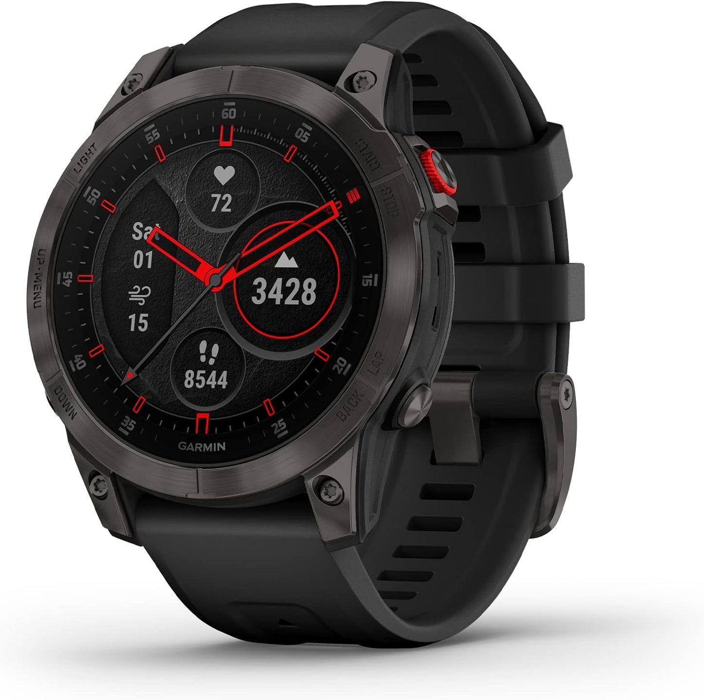 Garmin 010-02582-10 epix Gen 2, Reloj inteligente activo Premium, Funciones de salud y bienestar, Pantalla táctil AMOLED, Reloj de aventuras con funciones avanzadas, Titanio negro 