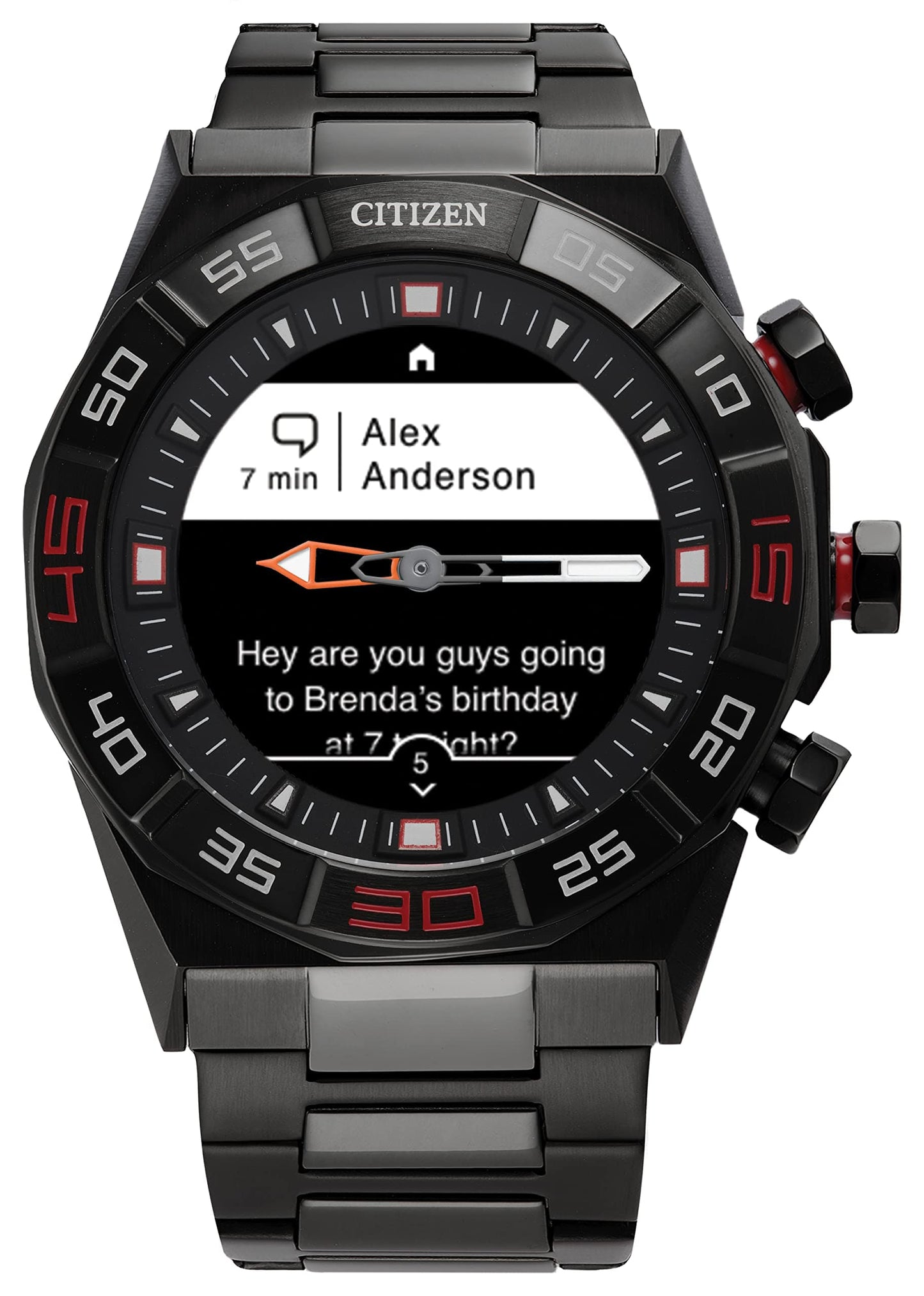 Citizen CZ Smart PQ2 Hybrid Smartwatch with YouQ Wellness app Featuring IBM Watson® AI and NASA Research, Black and White Customizable Display, Bluetooth, HR, Activity Tracker, 18-Day Battery Life