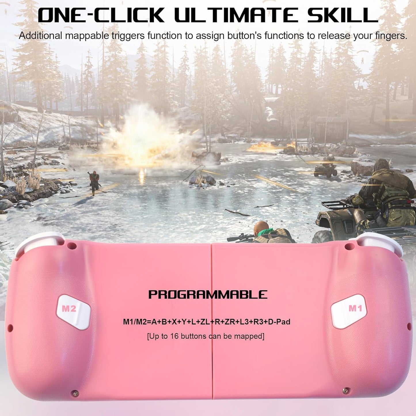 Megadream Manette de jeu mobile pour iPhone iOS Android PC : fonctionne avec iPhone 15/14/13/12/11/X, iPad, Samsung Galaxy, TCL, tablette, Call of Duty, Black Desert Mobile – Jouez directement (gris) 