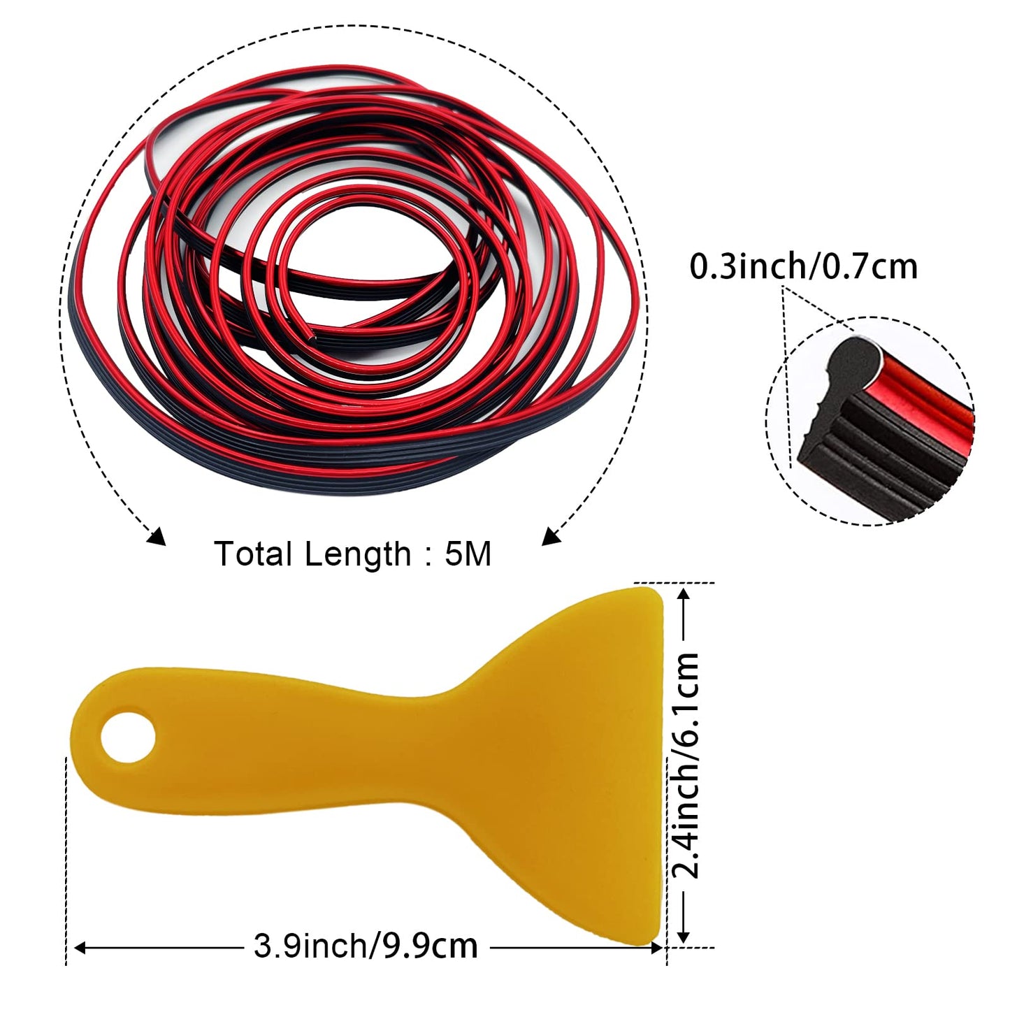 Tiras de molduras interiores para automóviles, universales de 9,8 pies, decoración de galvanoplastia para automóviles, tablero de instrumentos de puerta, accesorios flexibles para molduras interiores con herramienta de instalación(Rojo) 