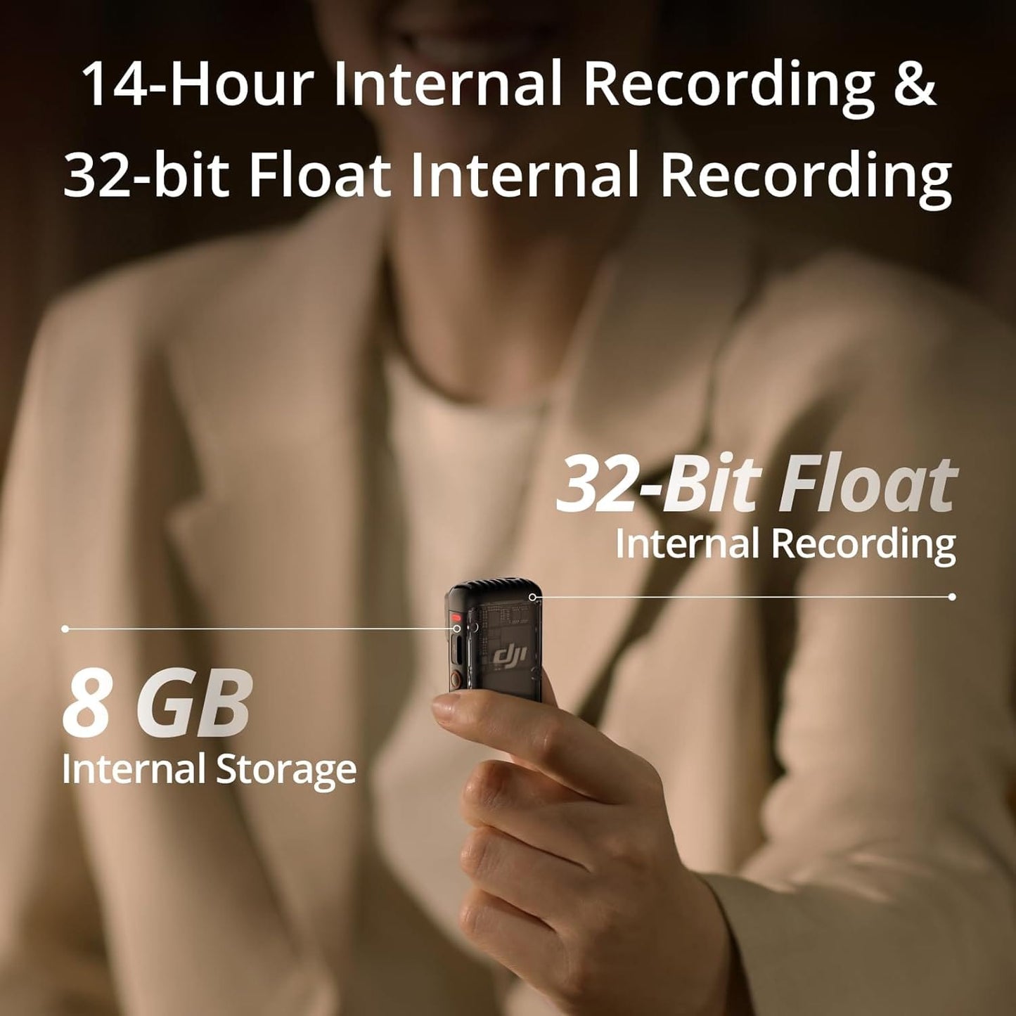 DJI Mic 2 (1 TX + 1 RX), Wireless Microphone with Intelligent Noise Cancelling, 32-bit Float Internal Recording, Optimized Sound, 250m (820 ft.) Range, Microphone for iPhone, Android, Camera, Vlogs Xpress