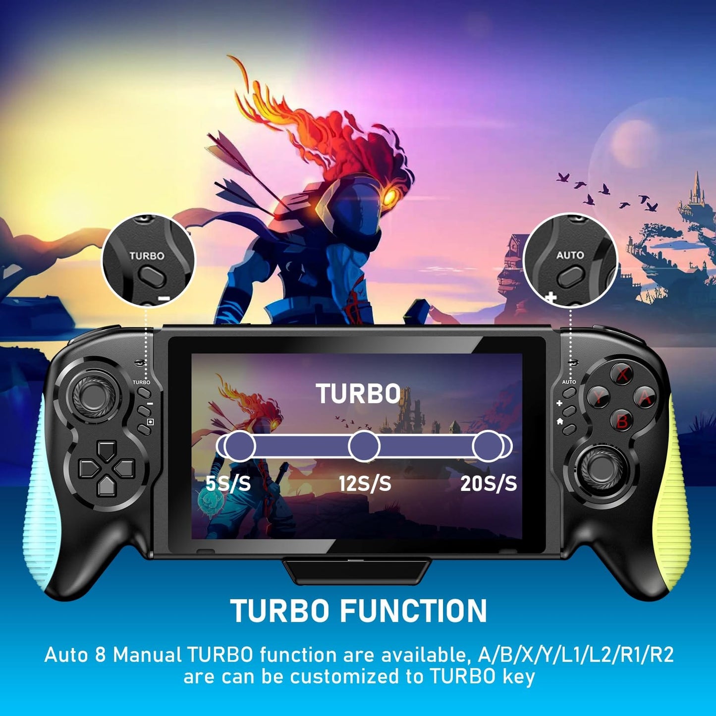 Diswoe Contrôleur sans fil amélioré pour Switch/Lite/OLED Pro Contrôleur pour Switch Remote Joystick Gamepad Prend en charge le réveil, l'axe gyroscopique, le turbo, la double vibration et la fonction de capture d'écran 