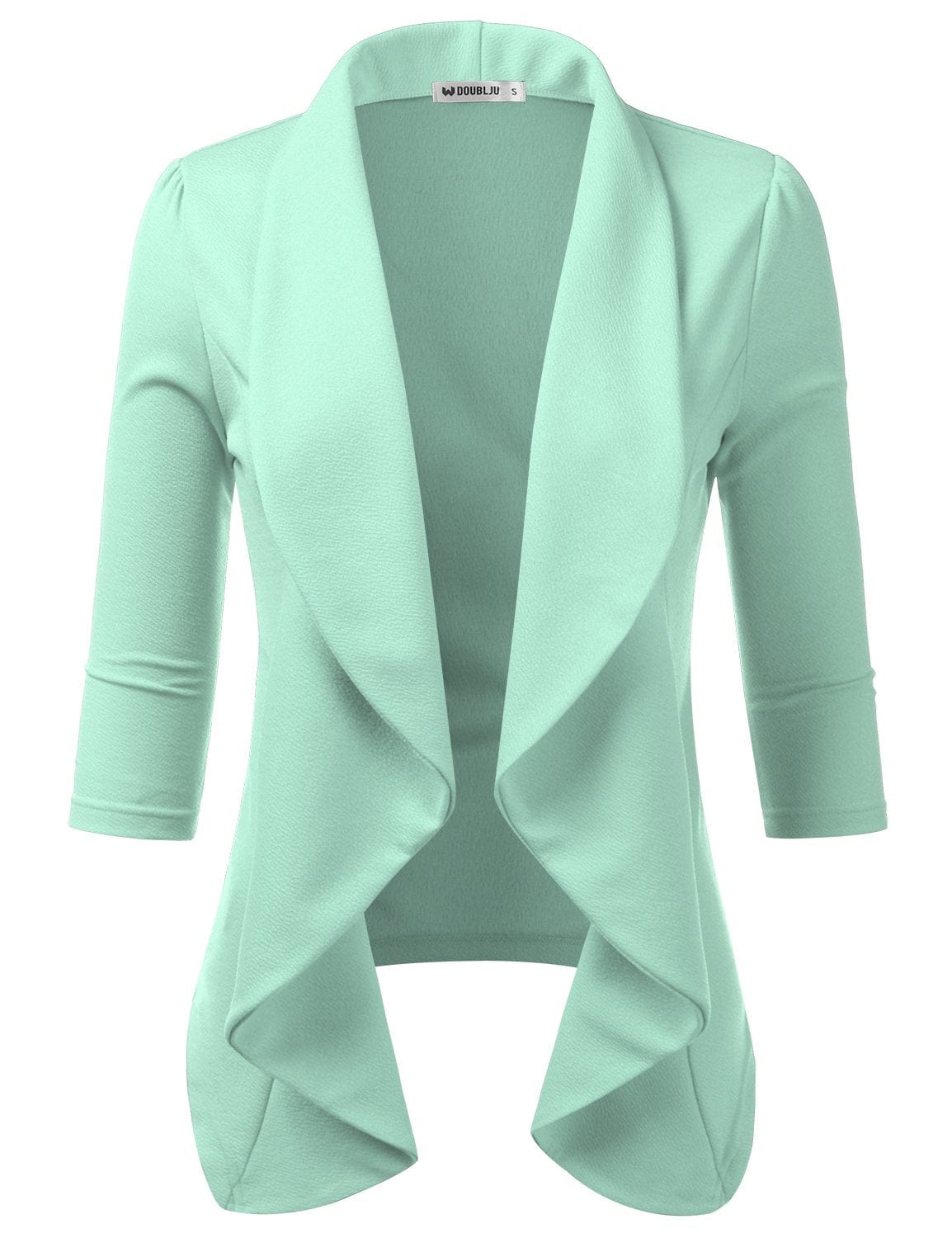 DOUBLJU Blazer léger et fin à manches 3/4 ouvert sur le devant - Veste déconstruite décontractée pour femme - Vêtements de grande taille 