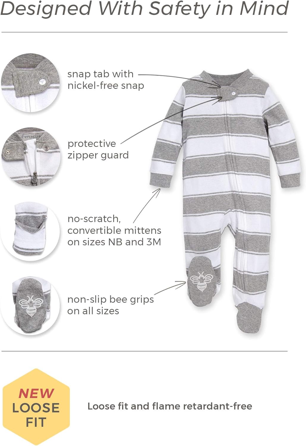 Burt's Bees Baby Baby Girls' Sleep and Play Pajamas, 100% Organic Cotton One-Piece Romper Jumpsuit Zip Front Pjs Xpress